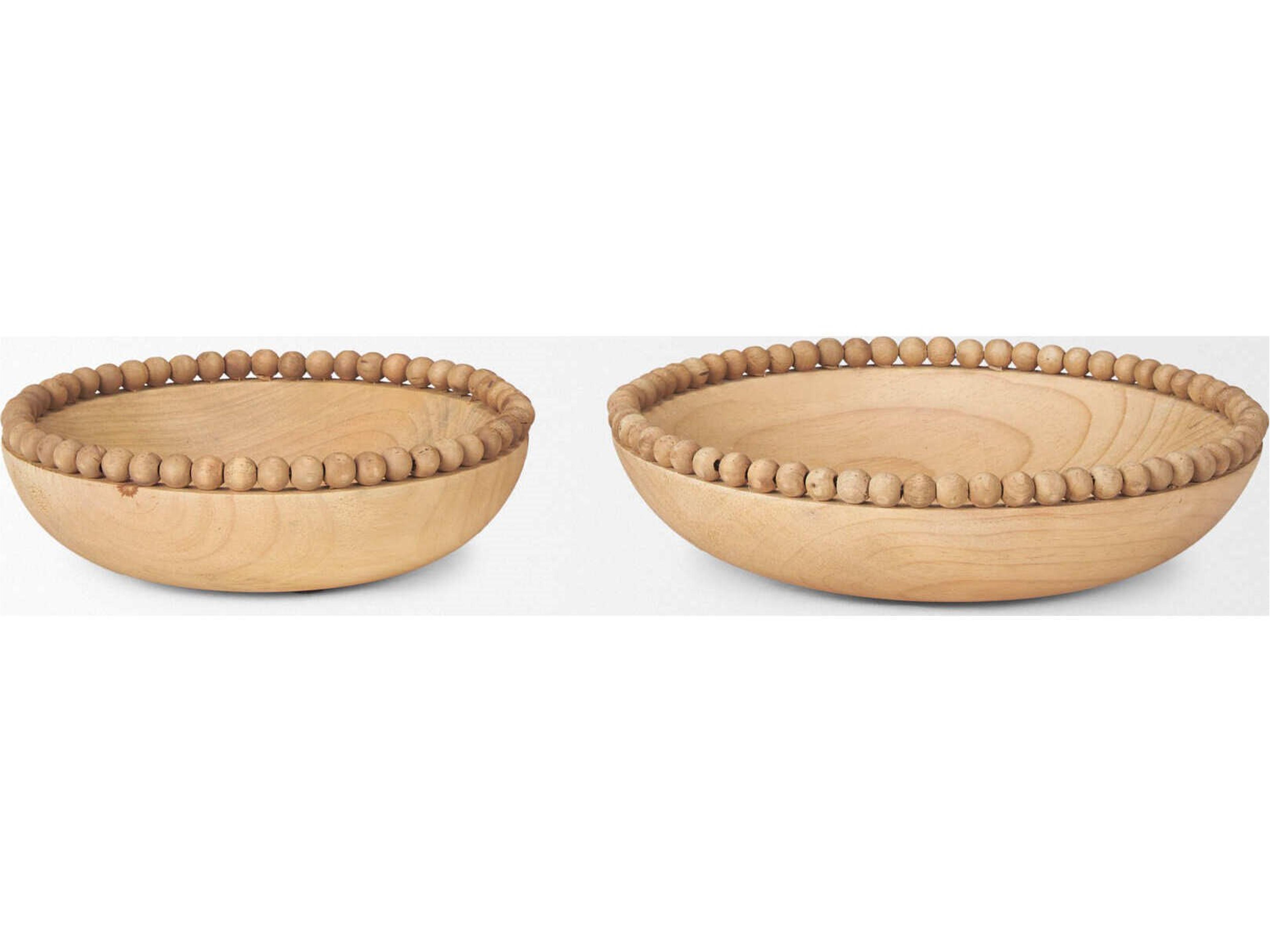 Mercana Wendell Light Brown Wood w/ Wood Bead Round Bowls