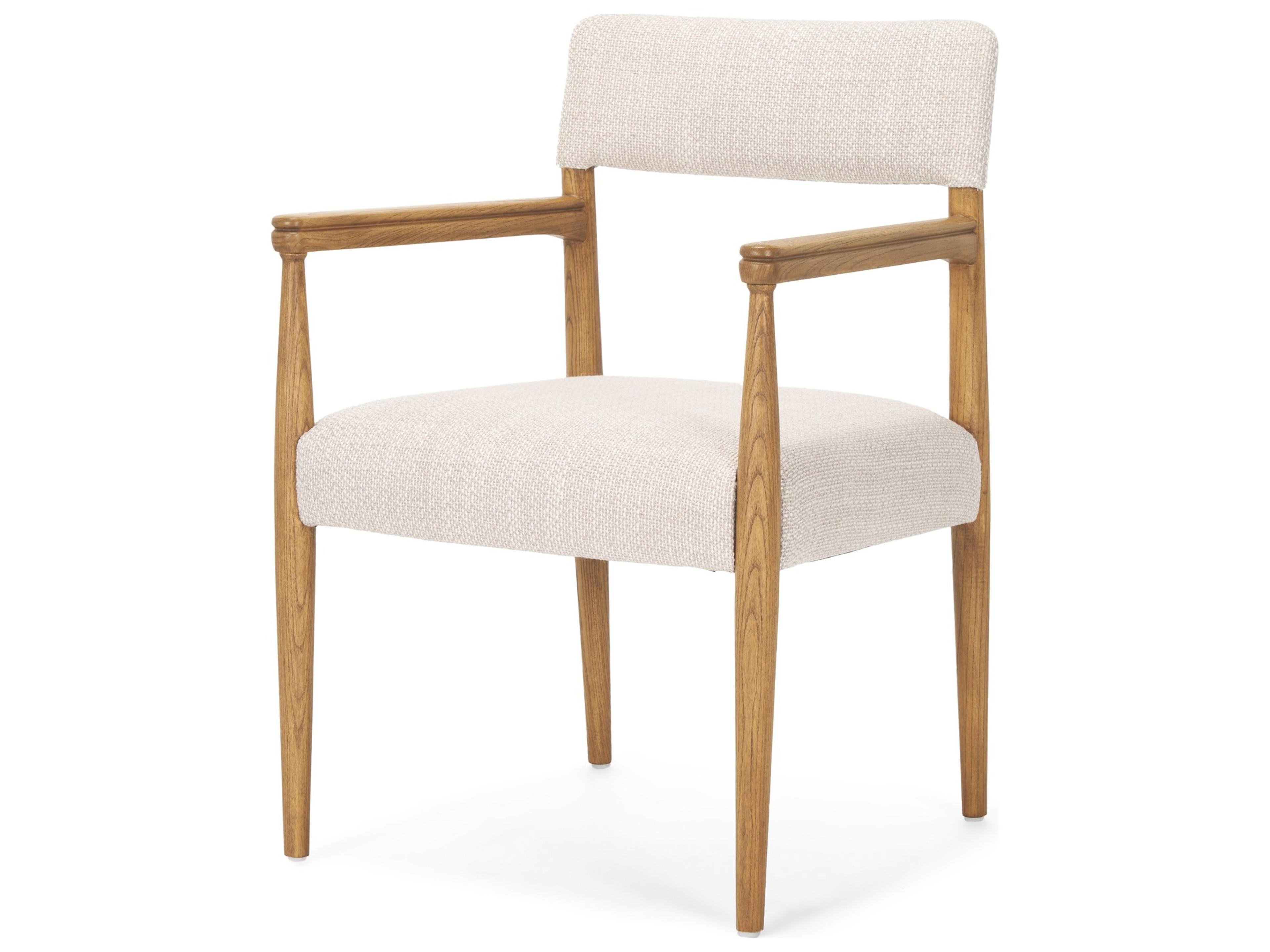 Mercana Toni Light Brown Nettlewood w/Cream Heathered Performance Fabric Dining Chair