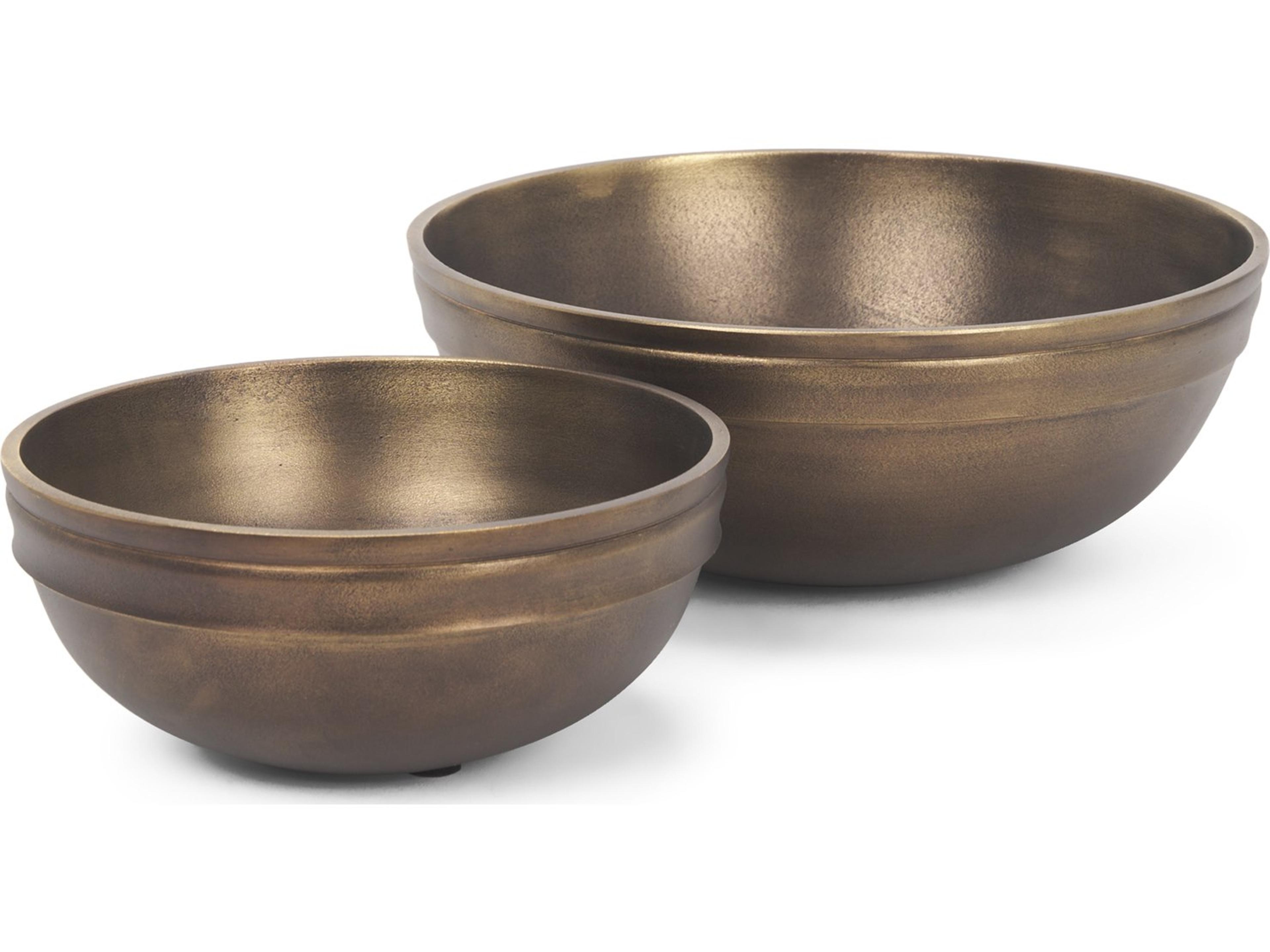 Mercana Tomiko Decorative Brass Finished Cast Aluminum Round Bowls