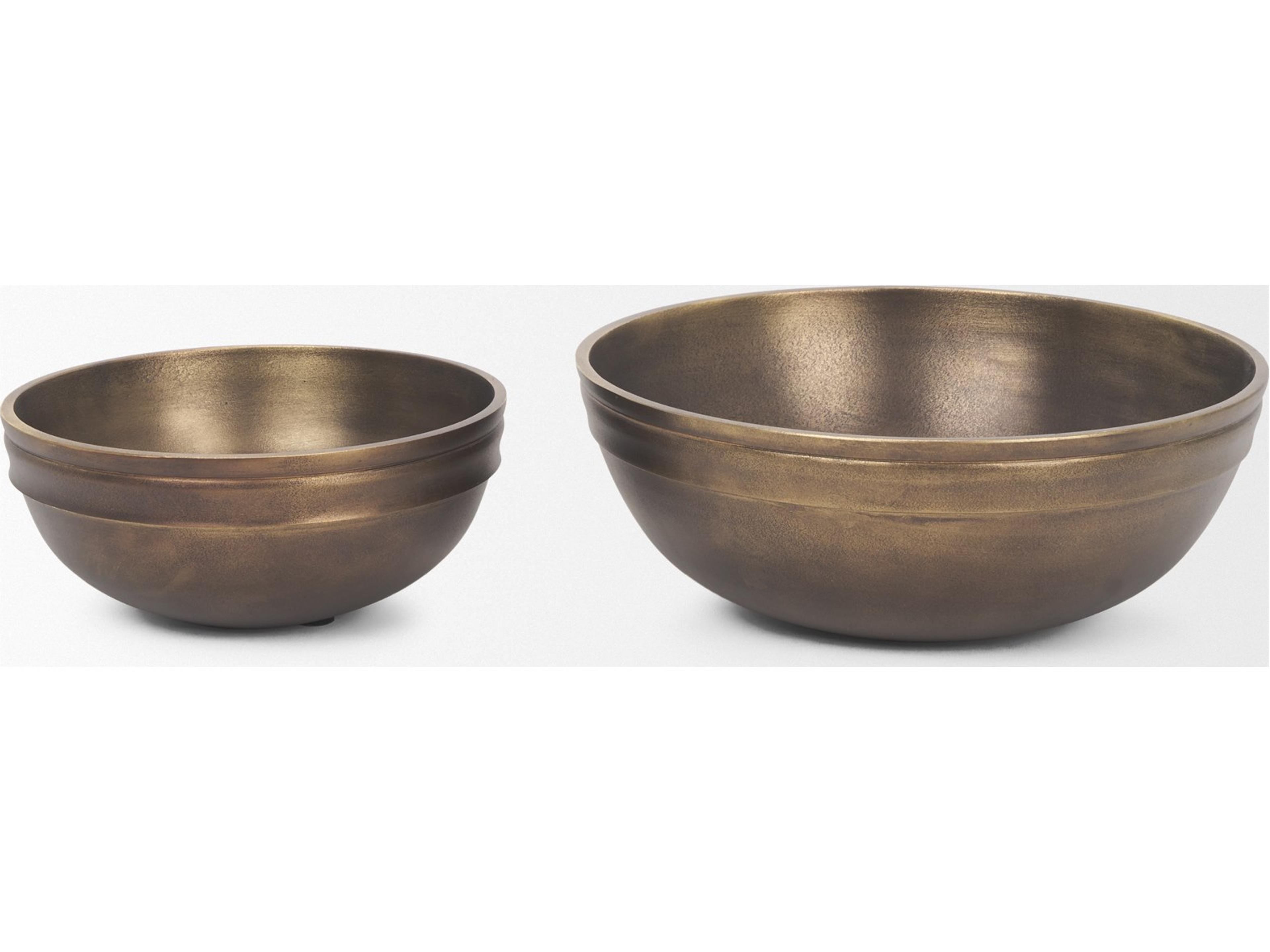 Mercana Tomiko Decorative Brass Finished Cast Aluminum Round Bowls