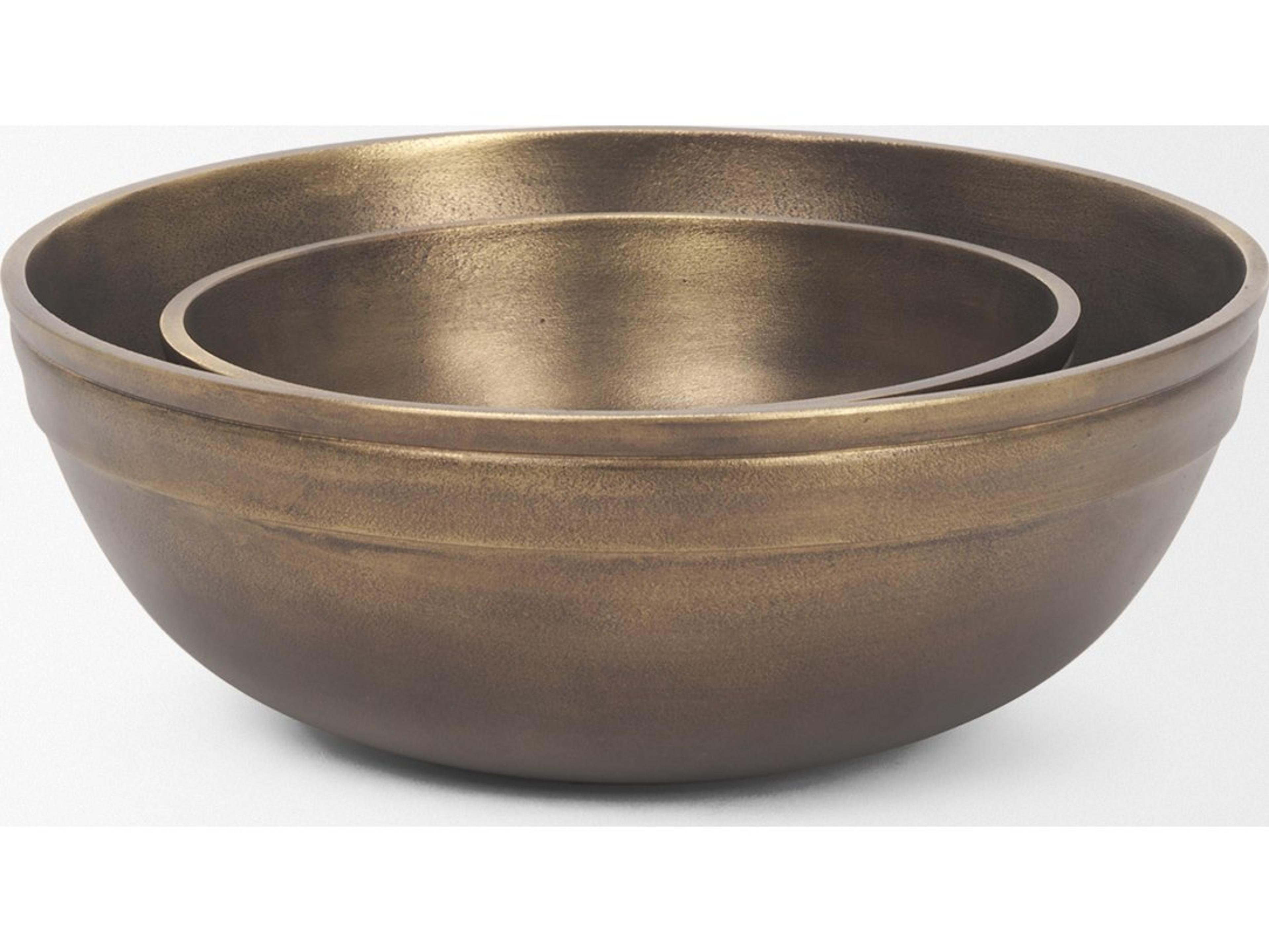 Mercana Tomiko Decorative Brass Finished Cast Aluminum Round Bowls