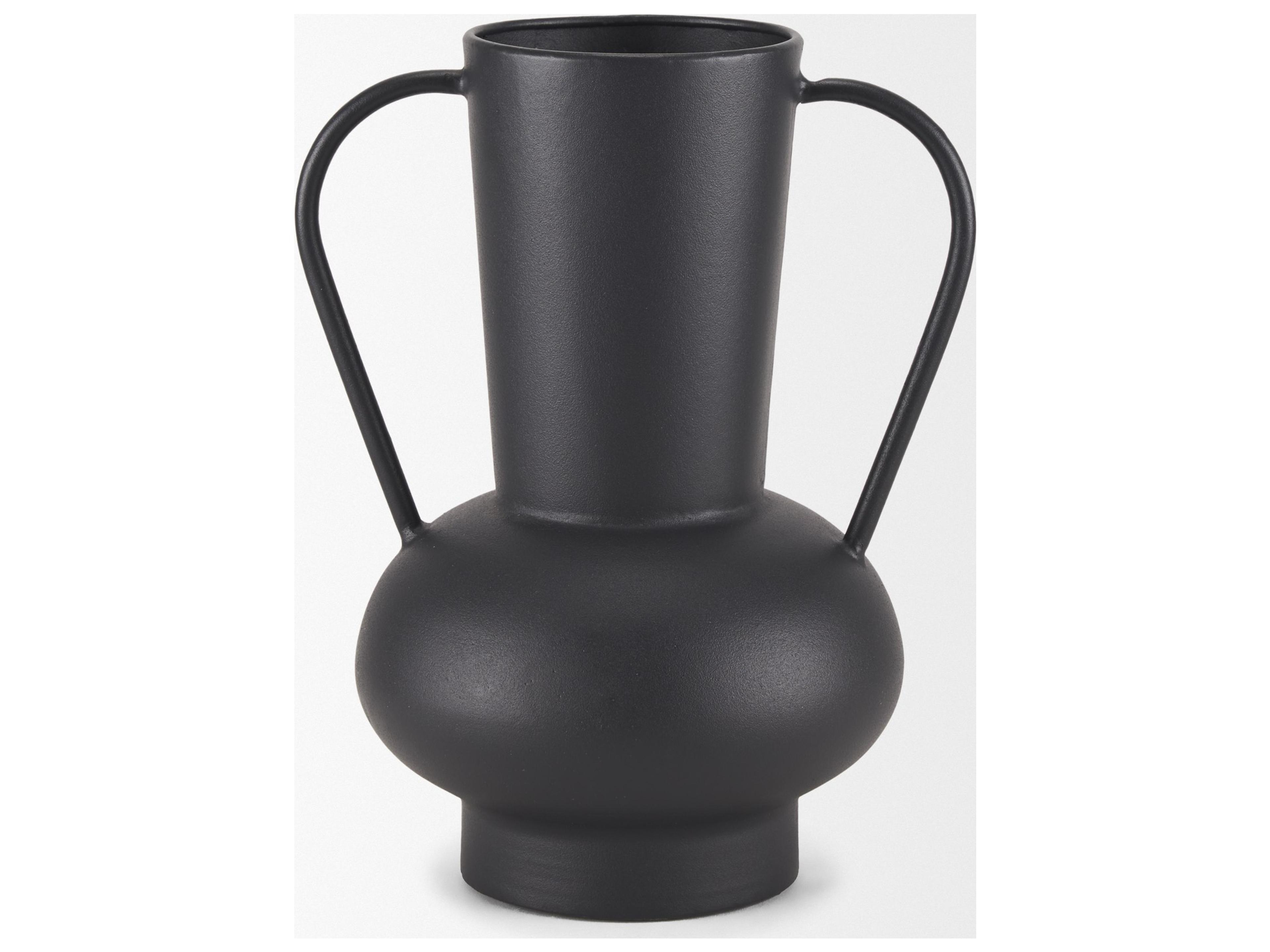 Mercana Tasya Large Matte Black w/ Handles Metal Vase