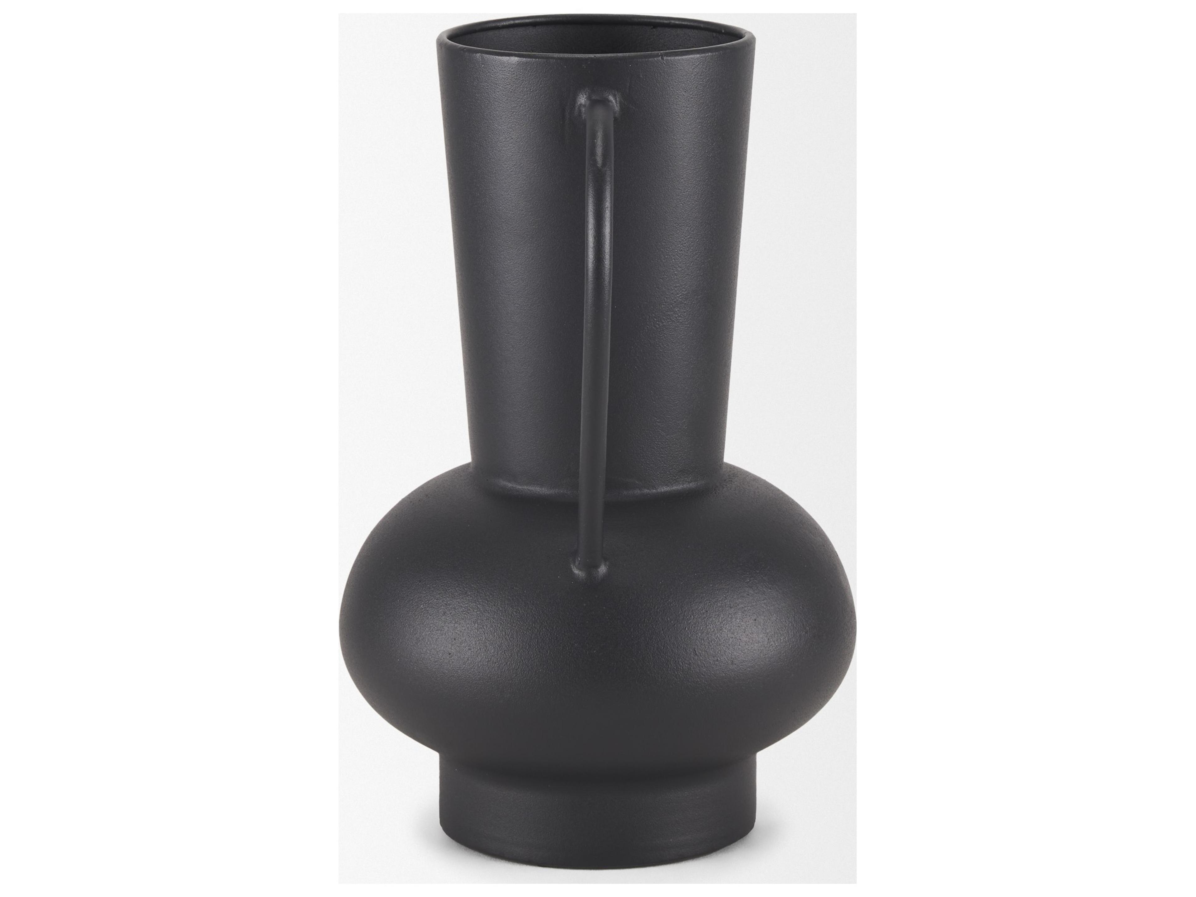 Mercana Tasya Large Matte Black w/ Handles Metal Vase