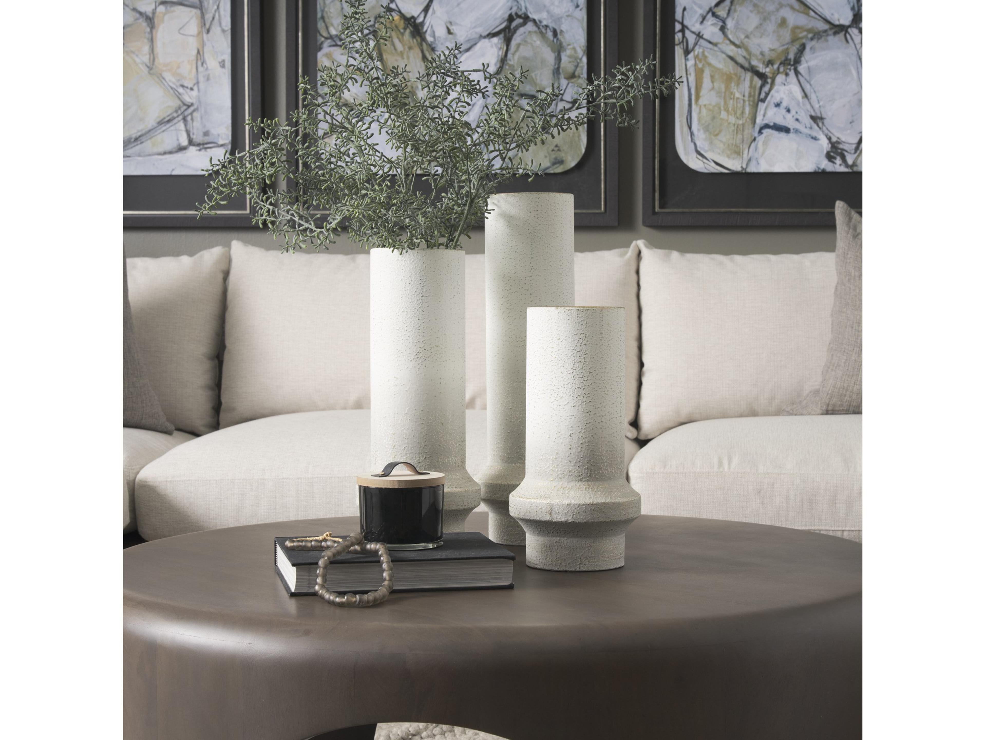 Mercana Tovah Small Textured White w/ Gold Metal Vase