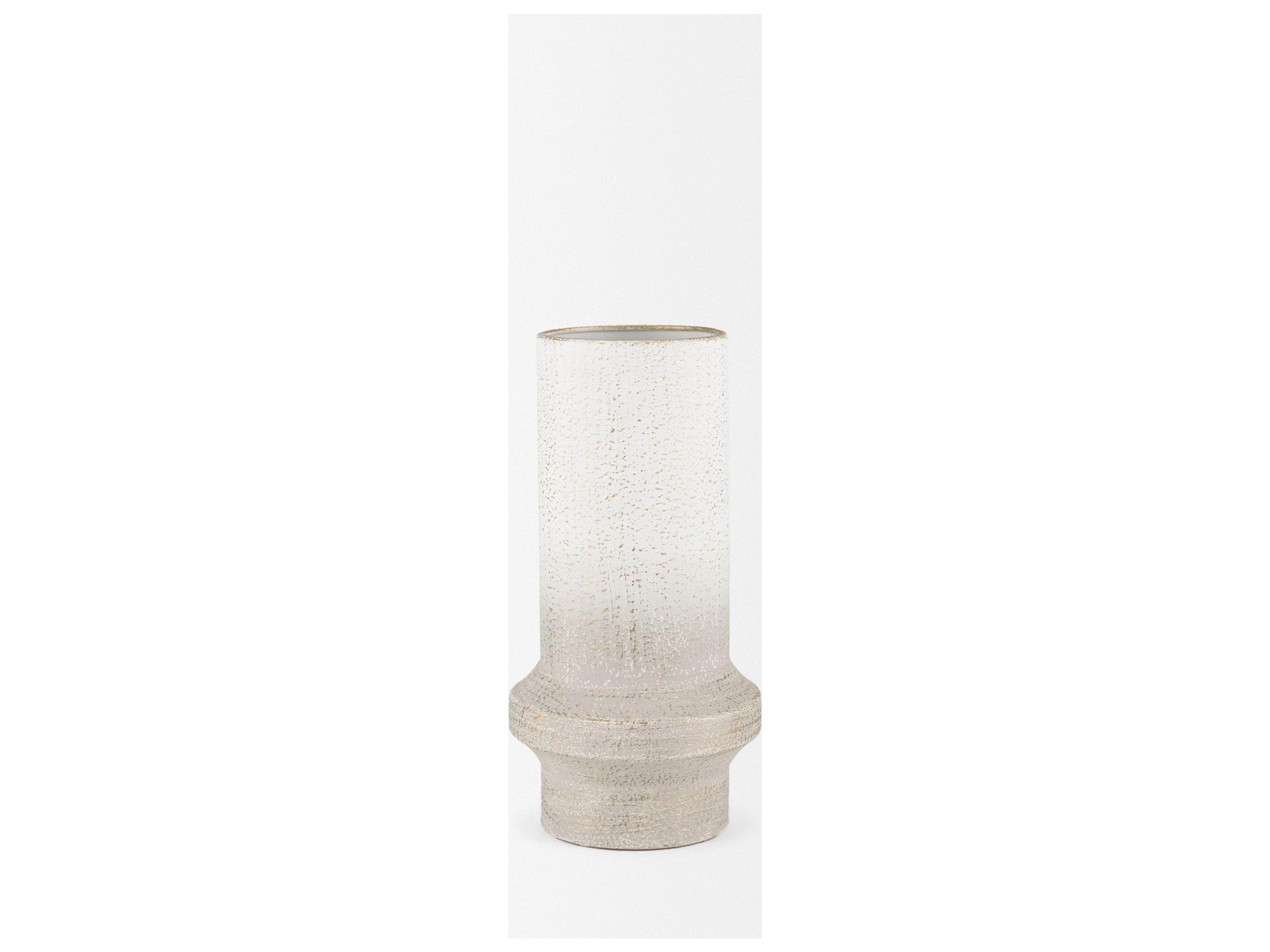 Mercana Tovah Small Textured White w/ Gold Metal Vase