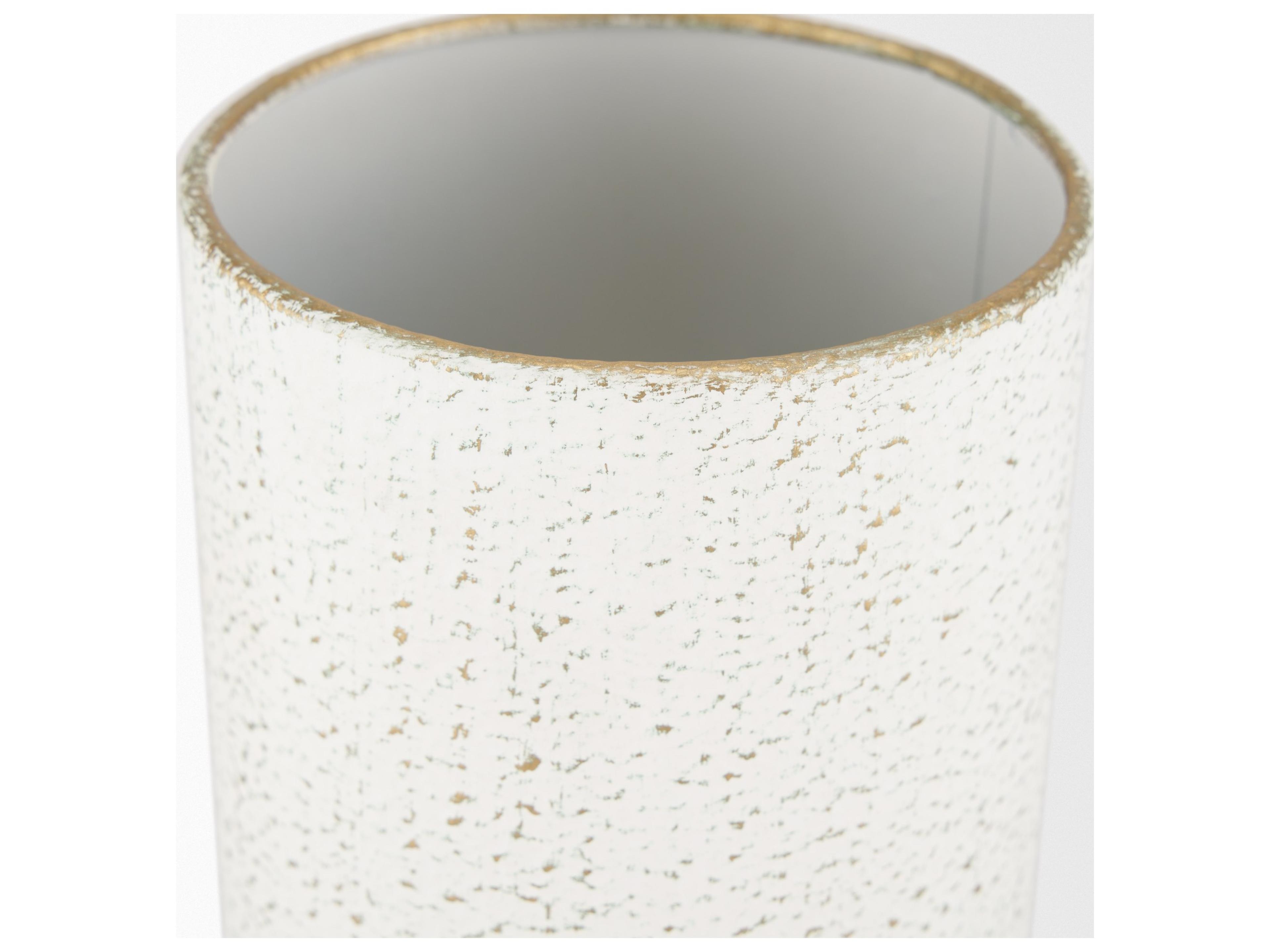 Mercana Tovah Small Textured White w/ Gold Metal Vase