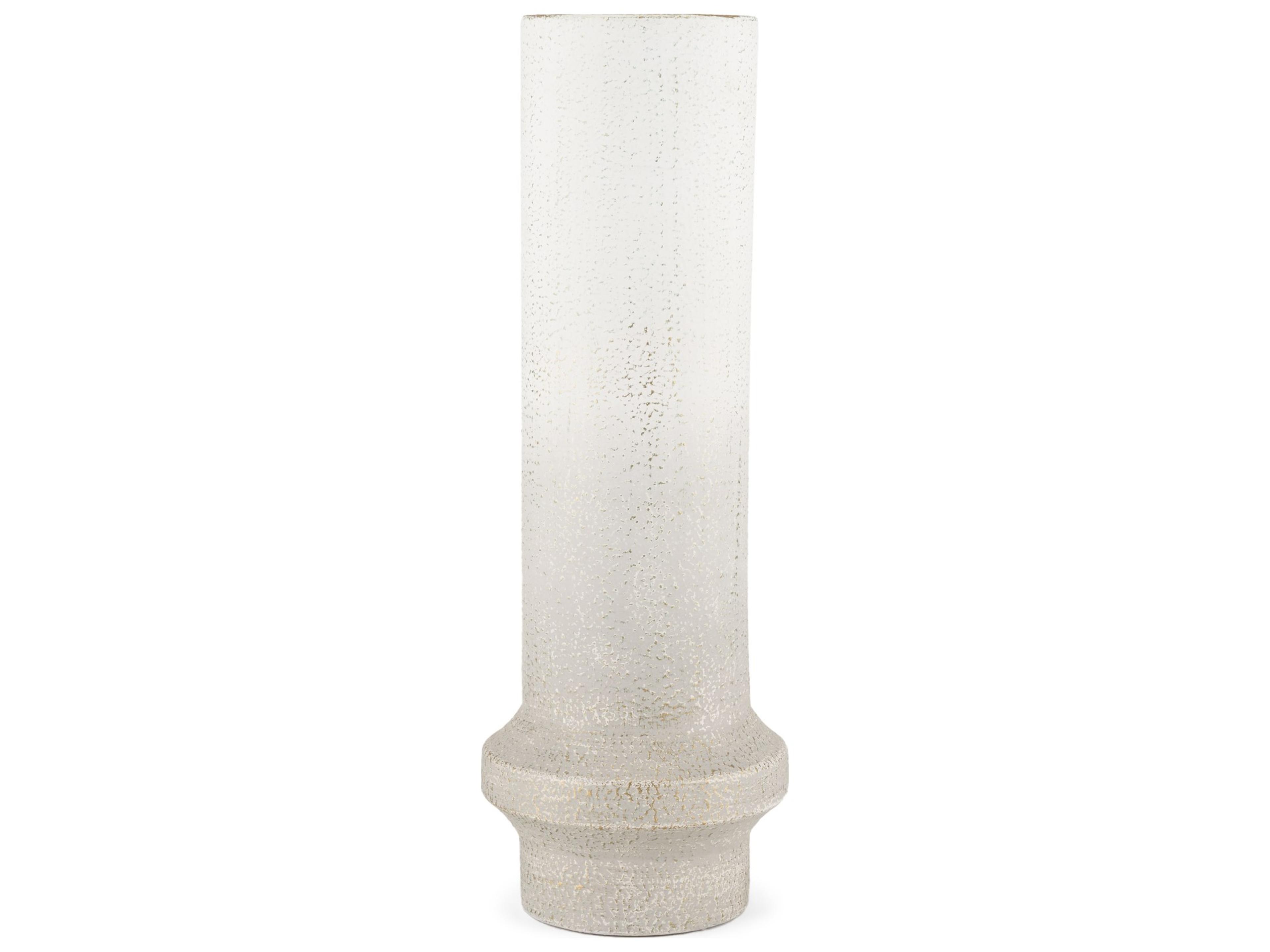Tovah Tall Textured White w/ Gold Metal Vase