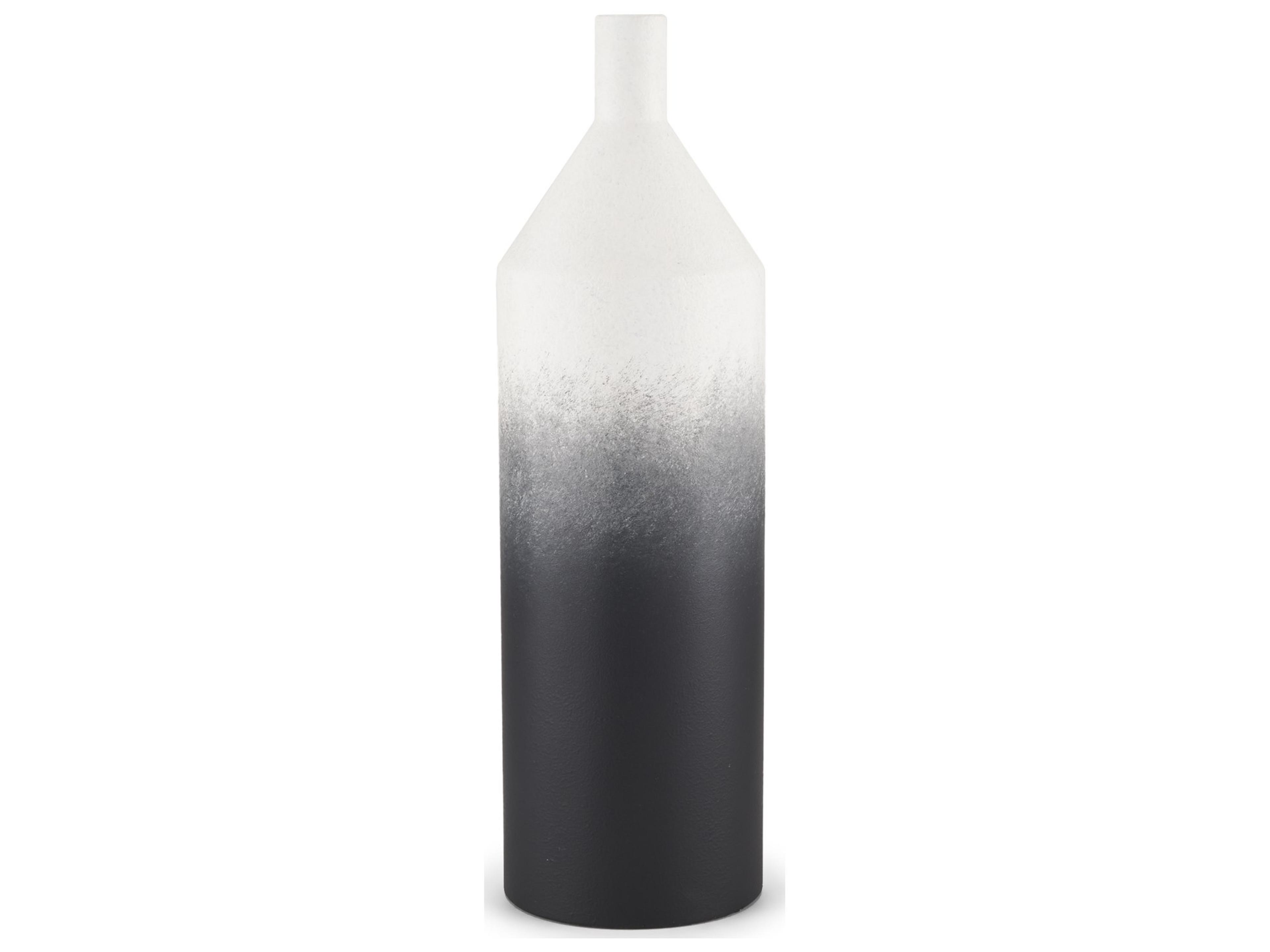 Townley Small White w/ Black Ombre Metal Vase