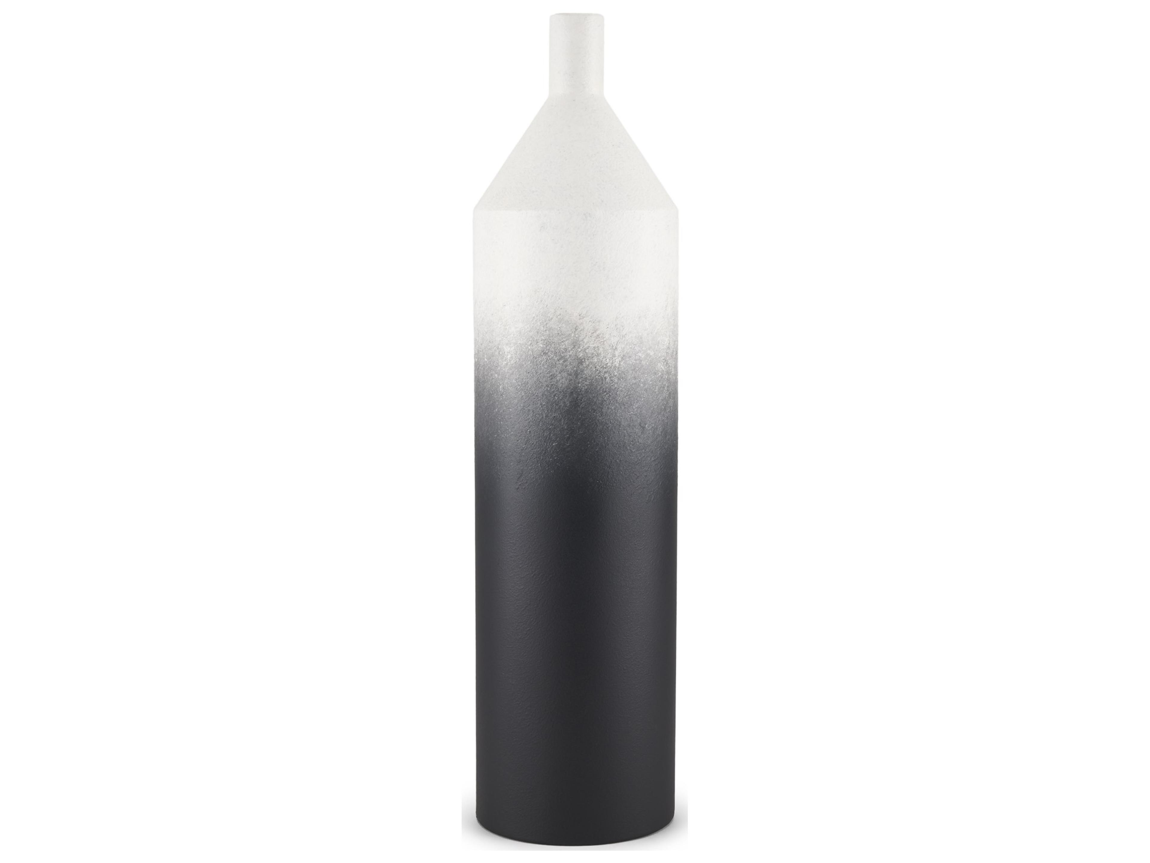 Townley Tall White w/ Black Ombre Metal Vase