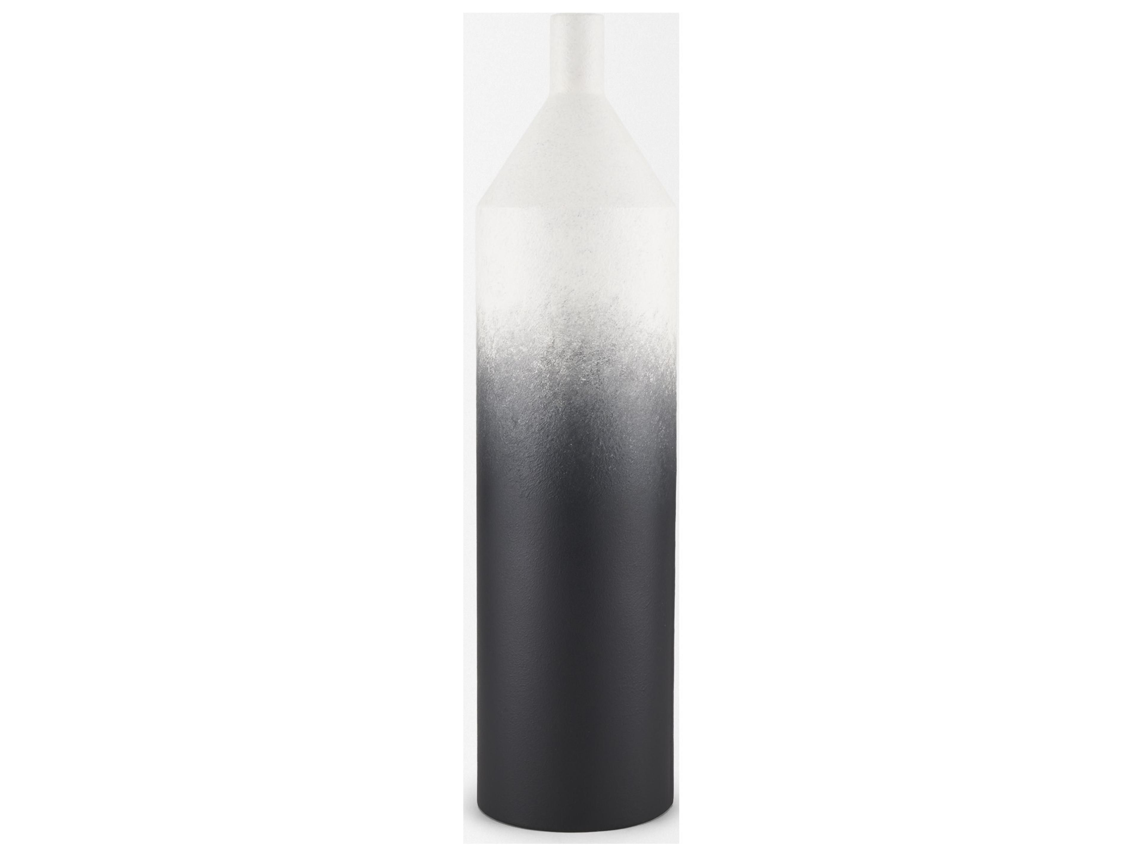 Mercana Townley Tall White w/ Black Ombre Metal Vase