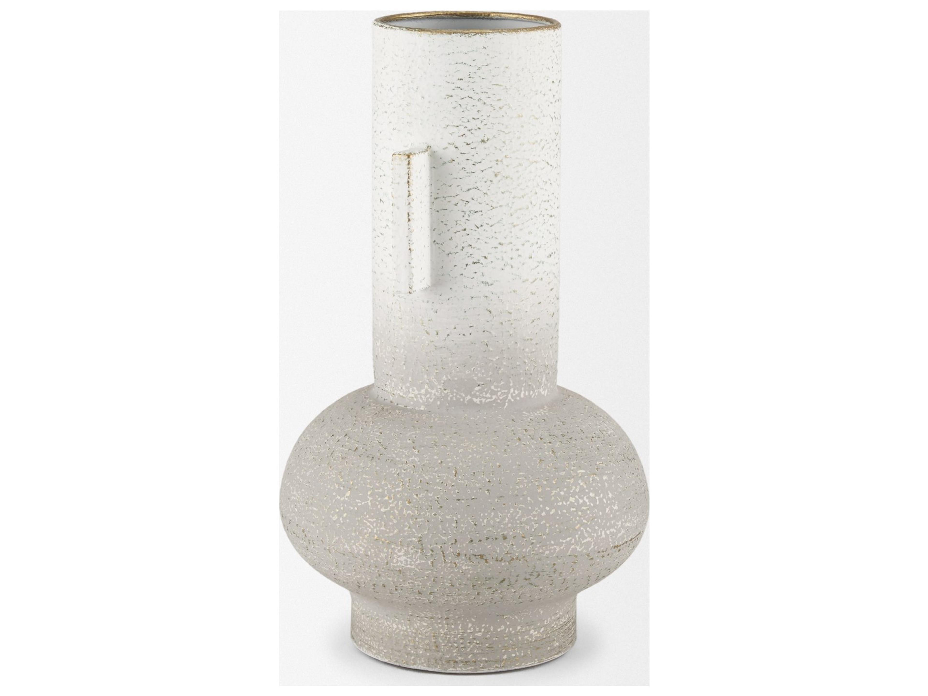 Mercana Torres Small Textured Off White w/ Gold Metal Vase
