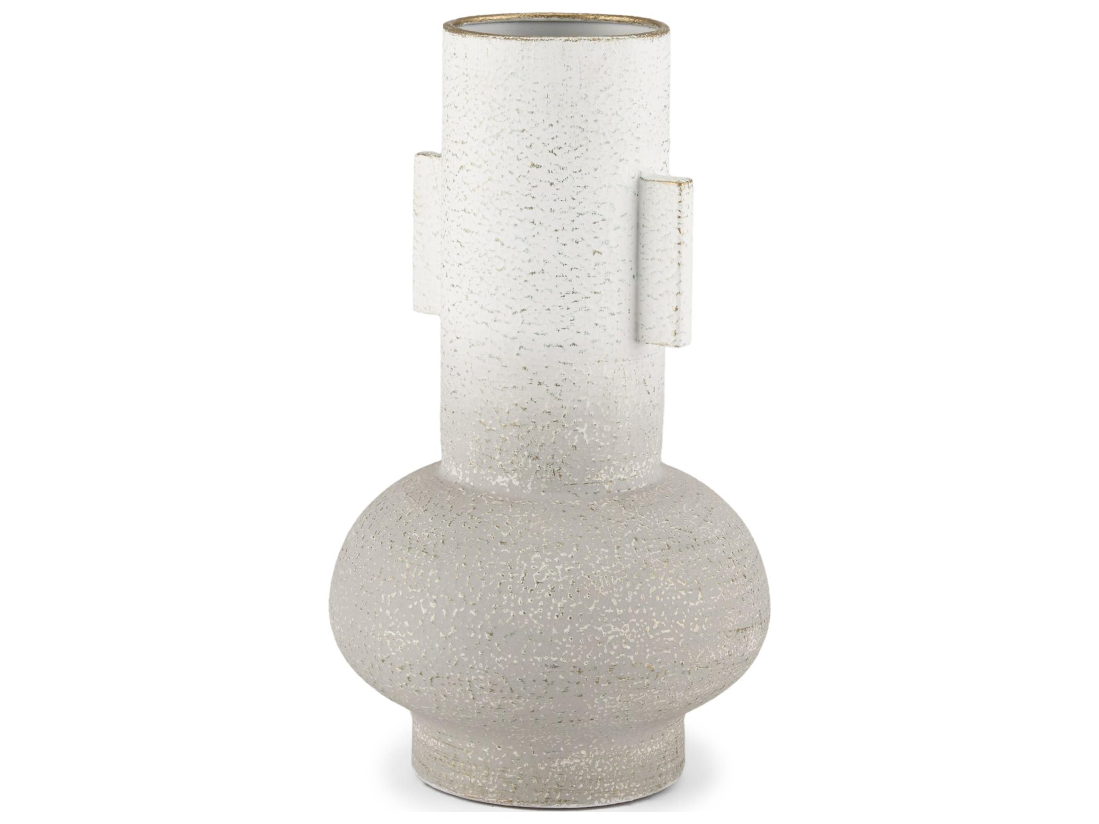 Torres Small Textured Off White w/ Gold Metal Vase