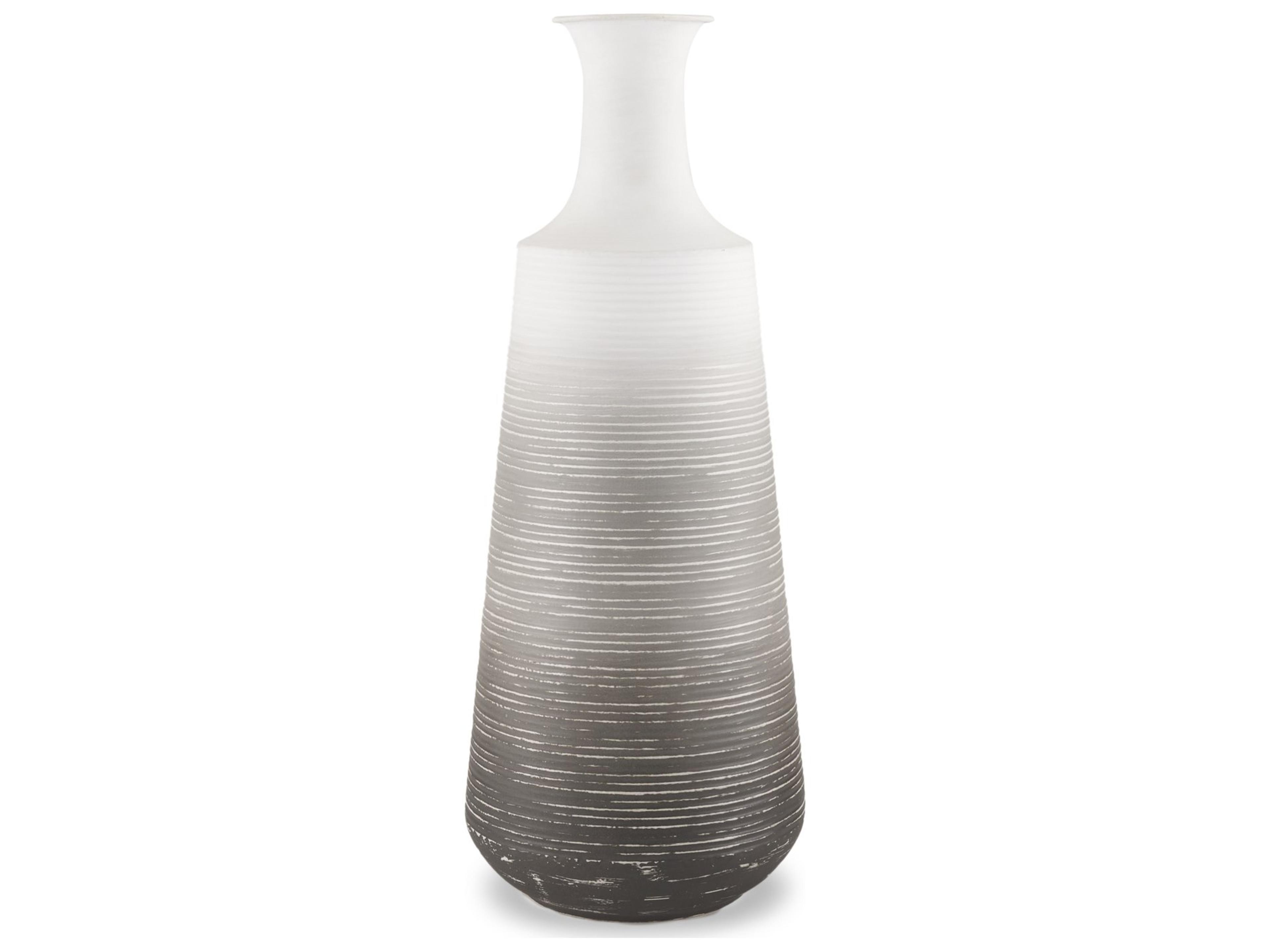 Toru Medium White w/ Grey Ombre Metal Vase