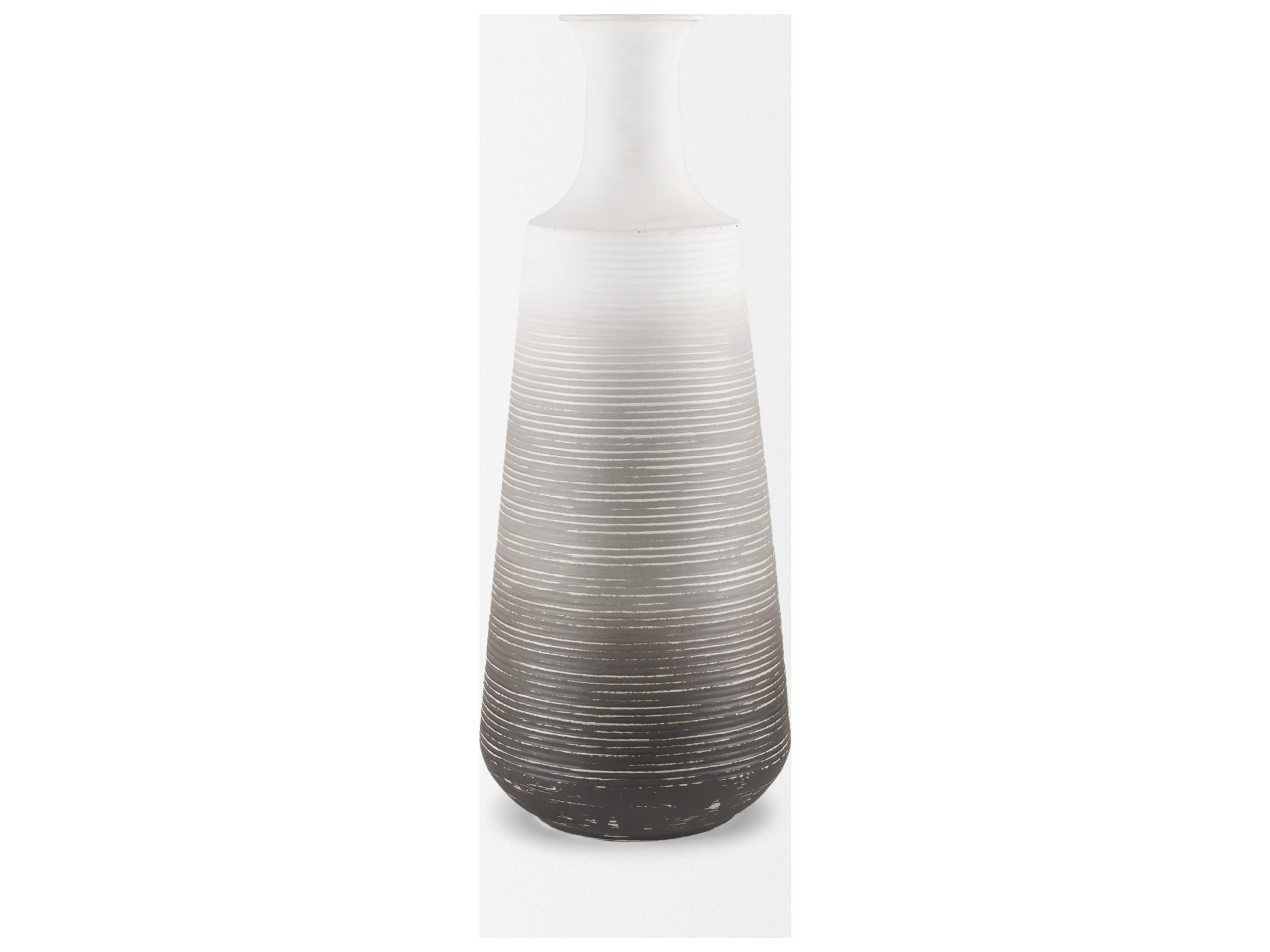 Mercana Toru Medium White w/ Grey Ombre Metal Vase