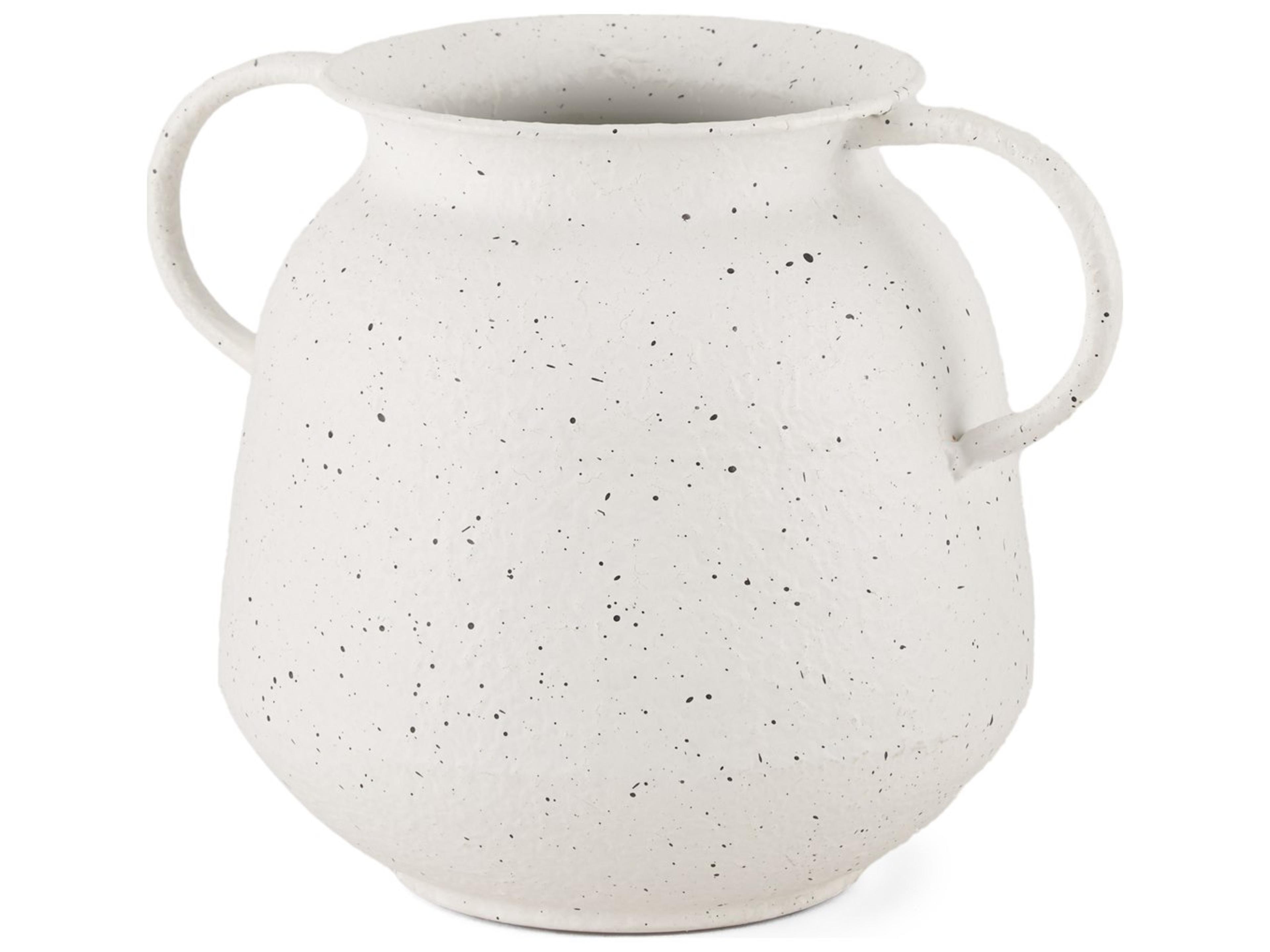 Treva Small White w/ Black Speckles Metal Vase