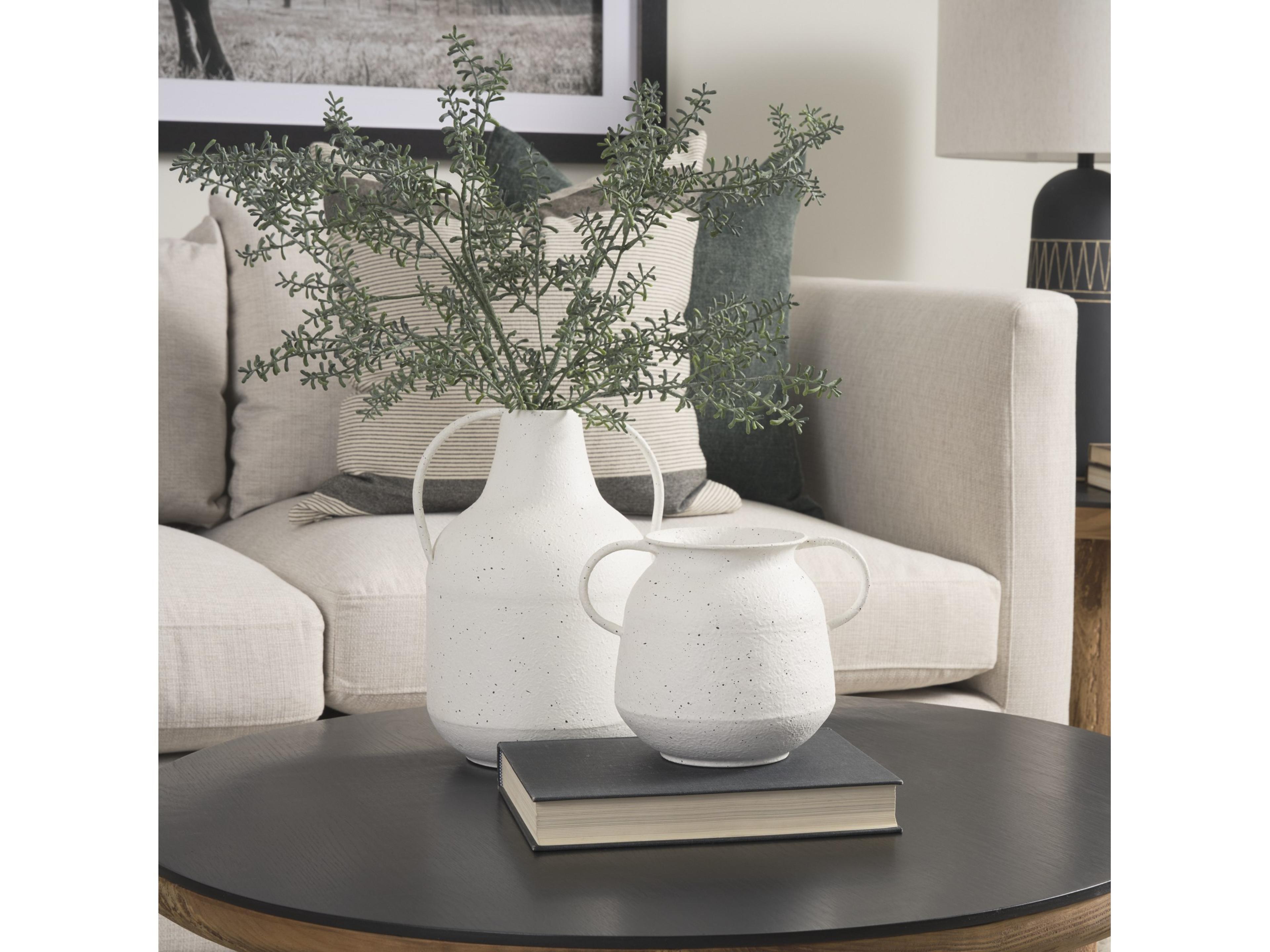 Mercana Treva Small White w/ Black Speckles Metal Vase