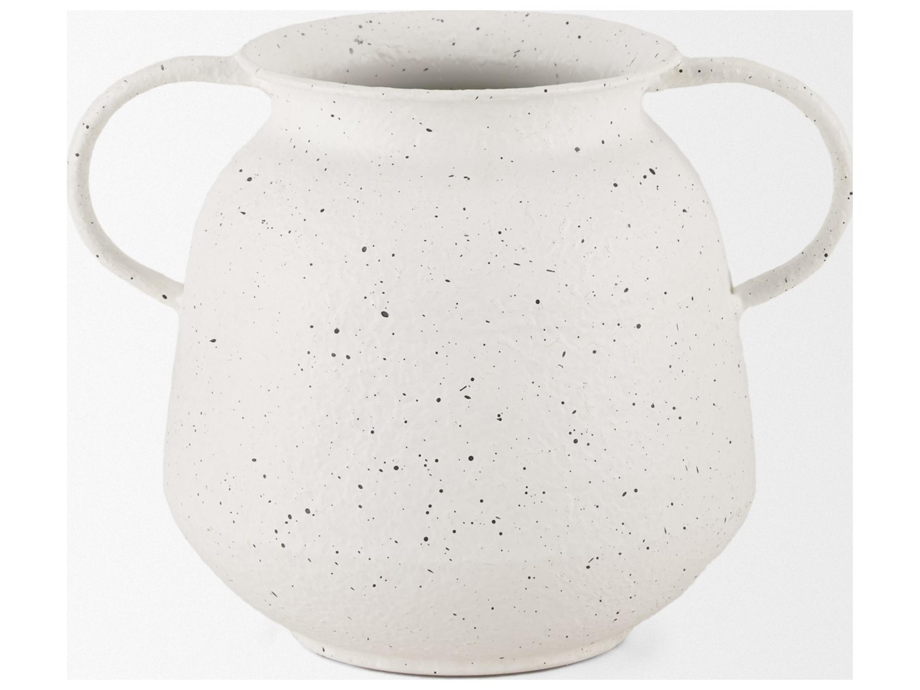 Mercana Treva Small White w/ Black Speckles Metal Vase