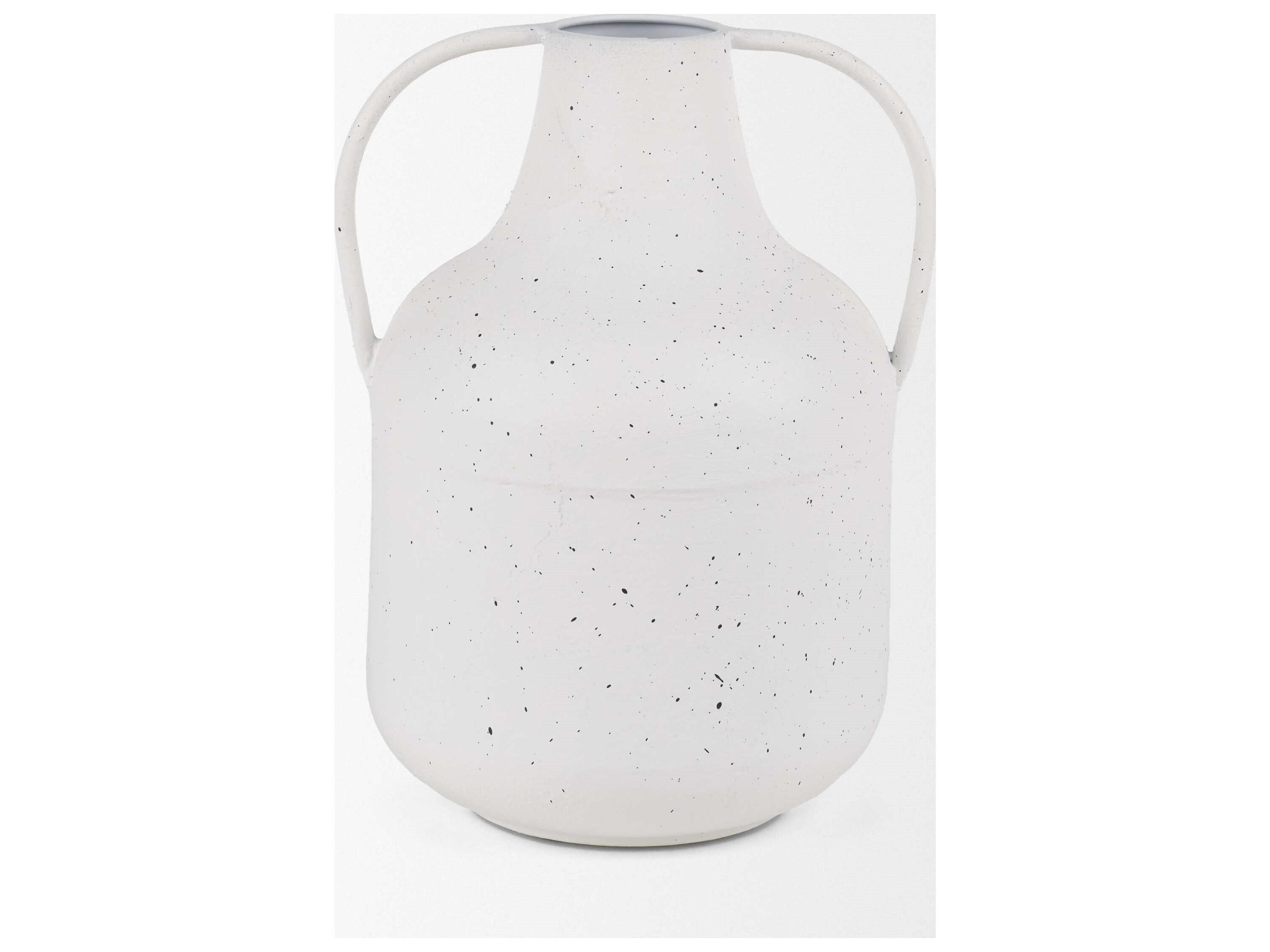 Mercana Treva Tall White w/ Black Speckles Metal Vase