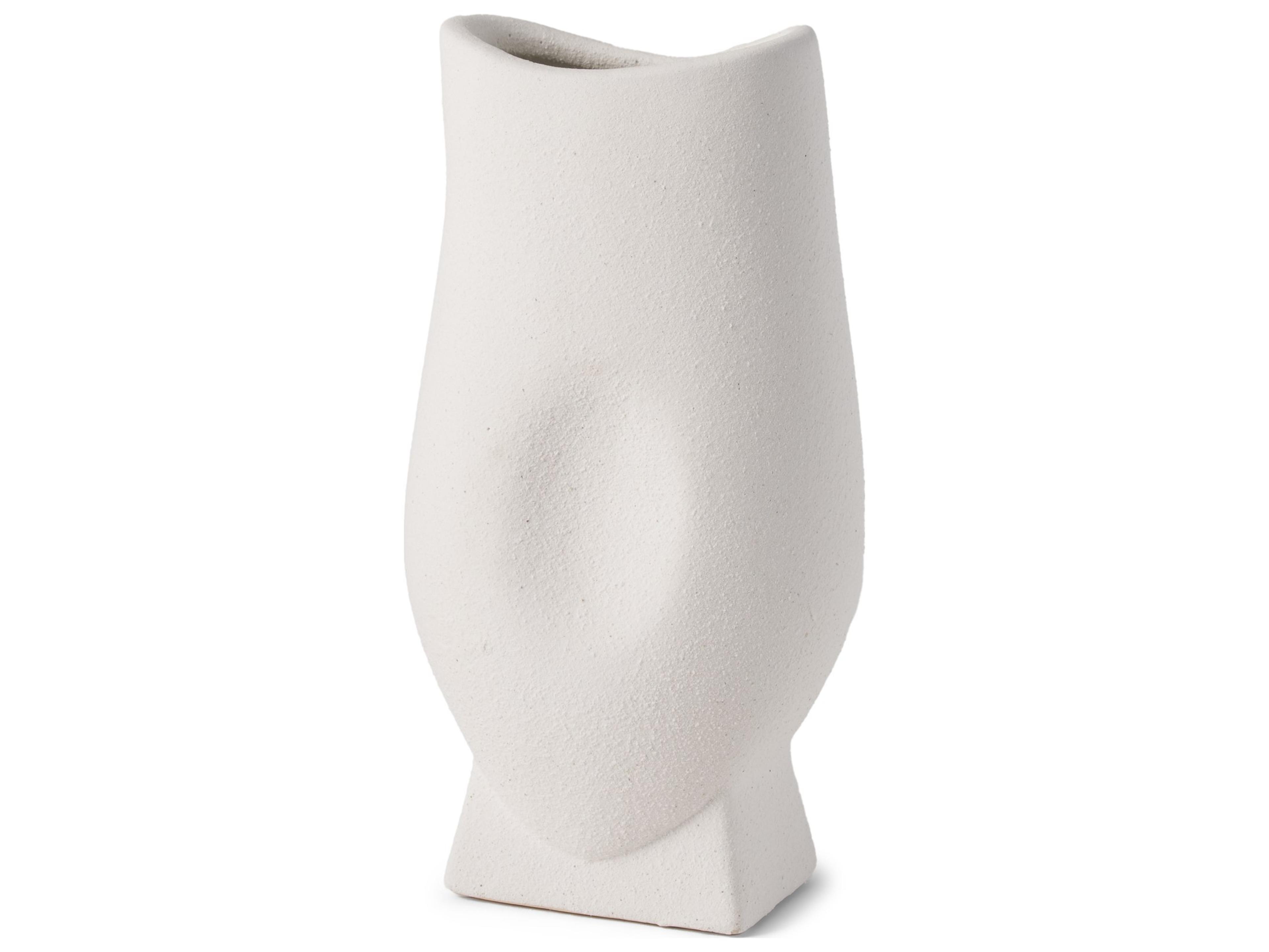 Mercana Darian Tall Textured Matte White Ceramic Vase