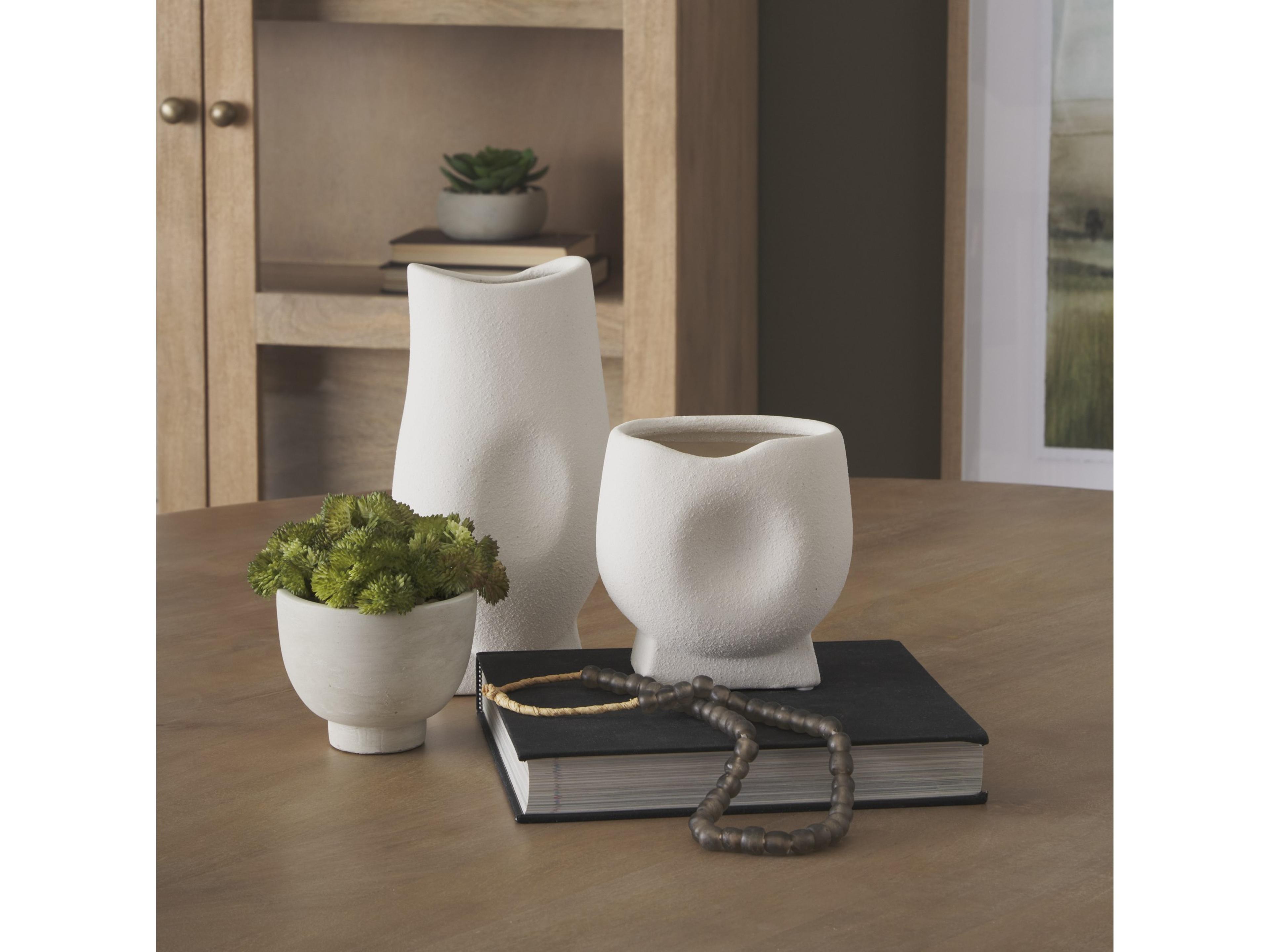 Mercana Darian Tall Textured Matte White Ceramic Vase