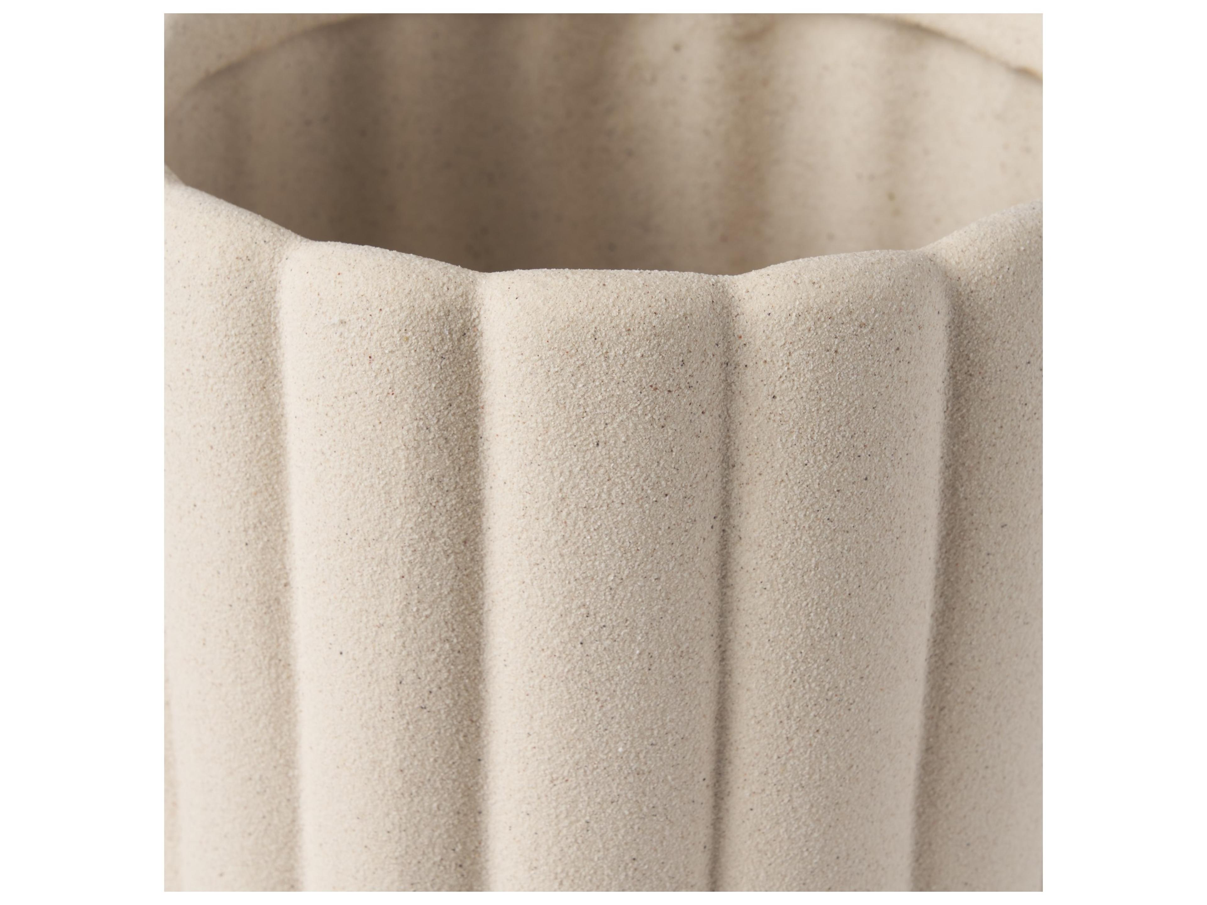 Mercana Mira Tall Textured Blush Beige Fluted Ceramic Vase
