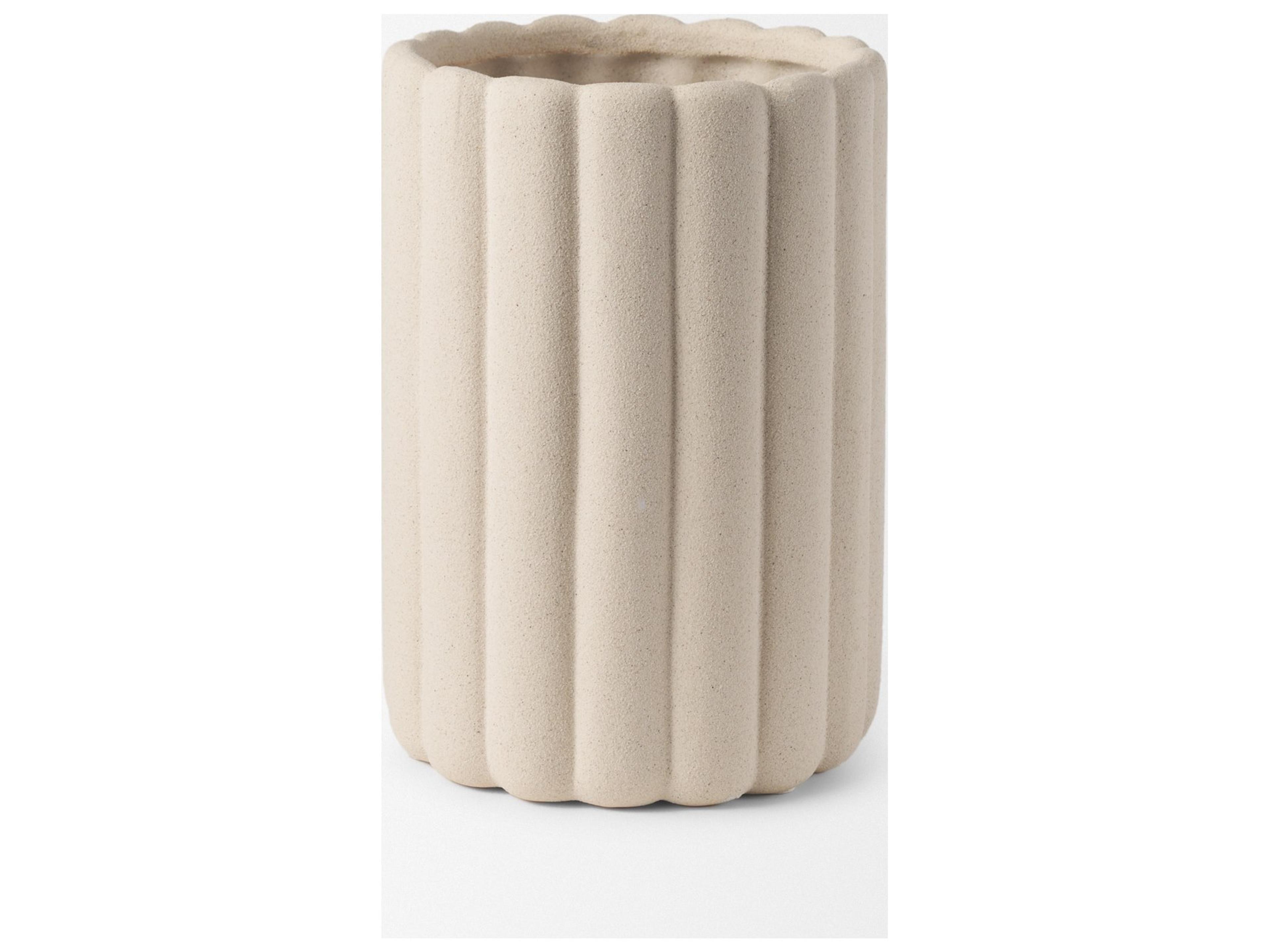 Mercana Mira Tall Textured Blush Beige Fluted Ceramic Vase