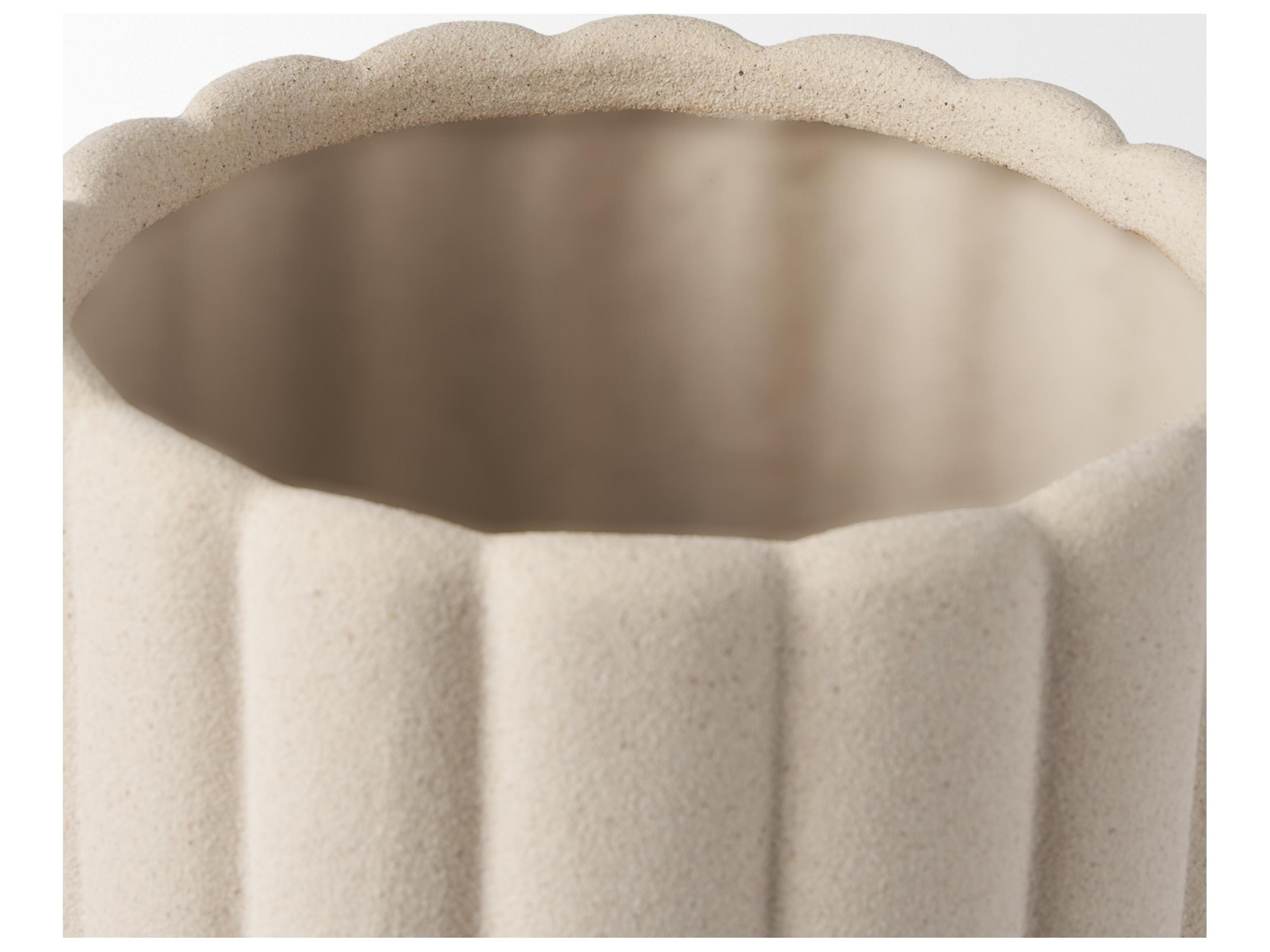 Mercana Mira Tall Textured Blush Beige Fluted Ceramic Vase