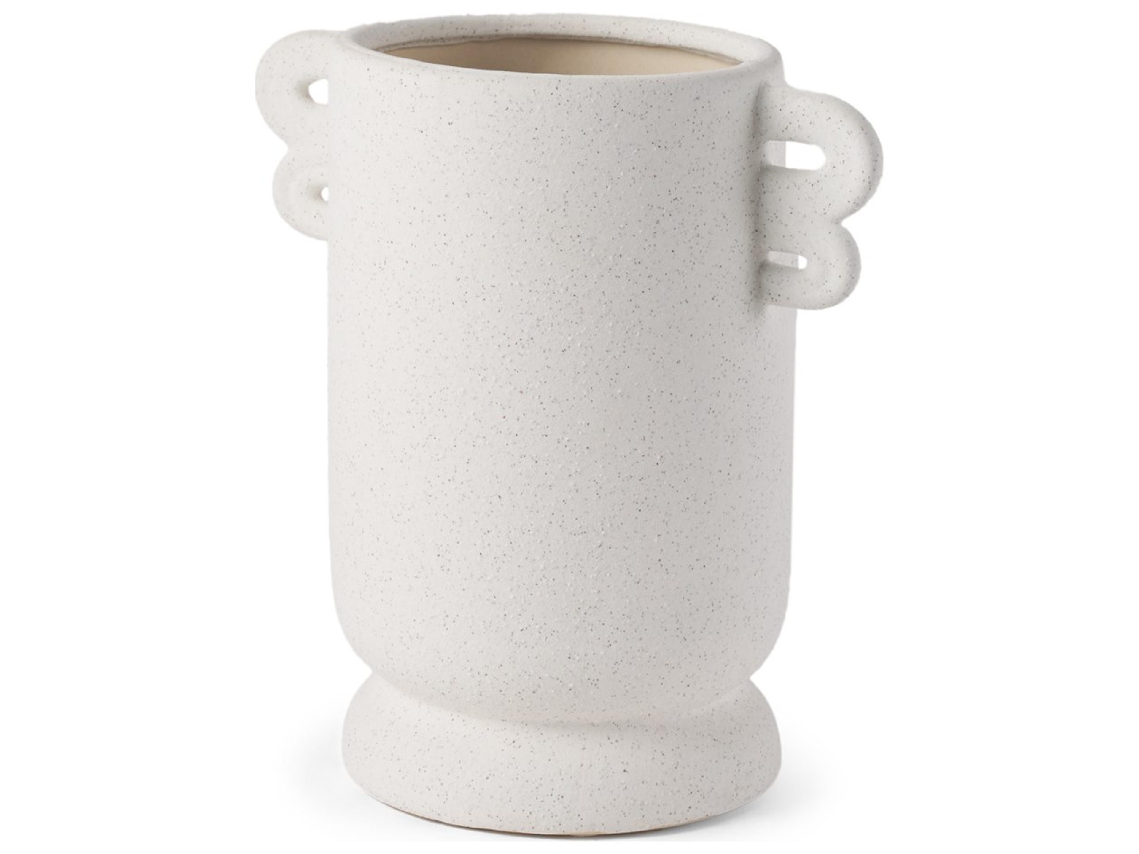 Dylan Small Textured Off White w/ Handles Ceramic Vase