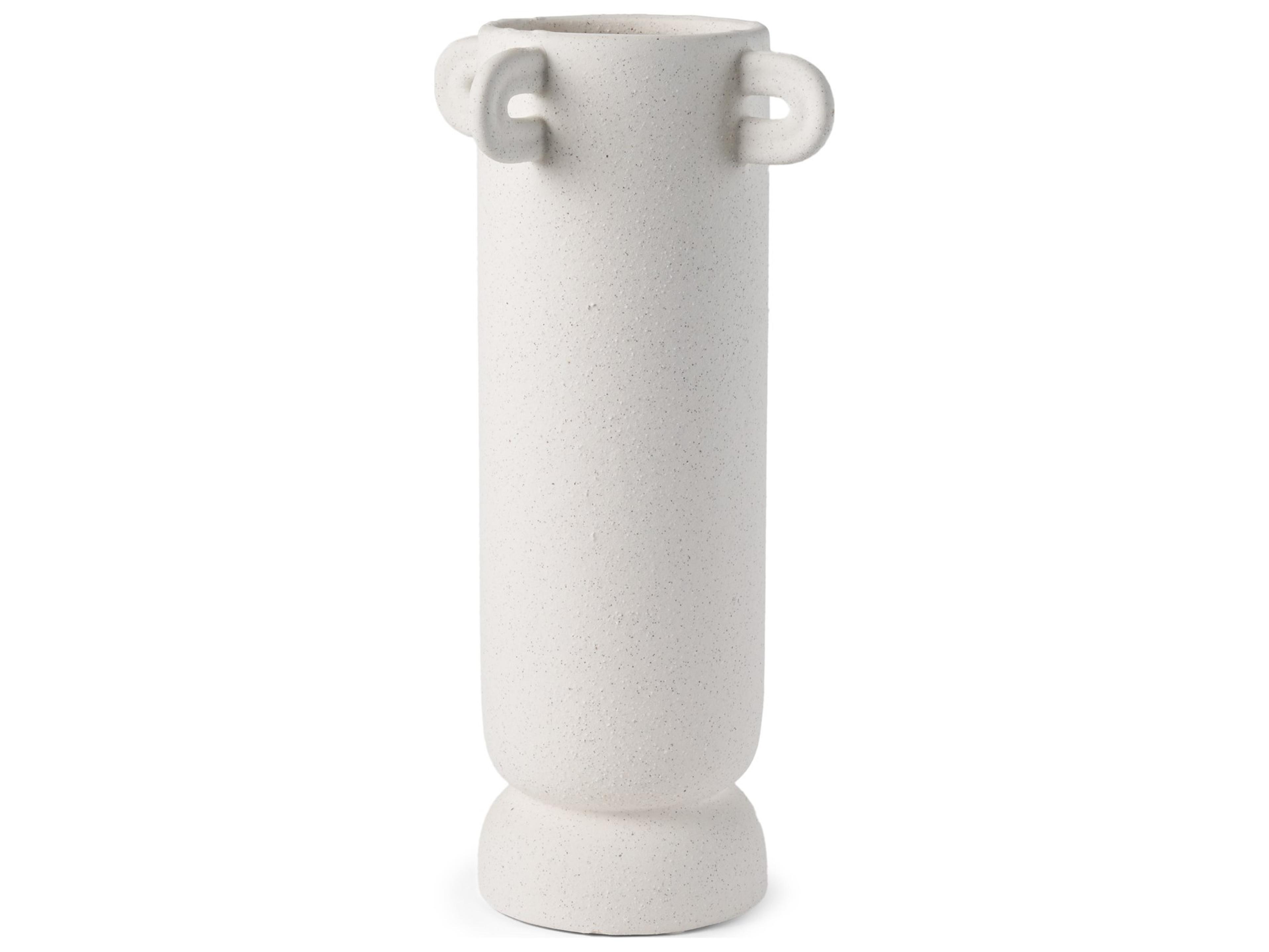 Dylan Tall Textured Off White w/ Handles Ceramic Vase