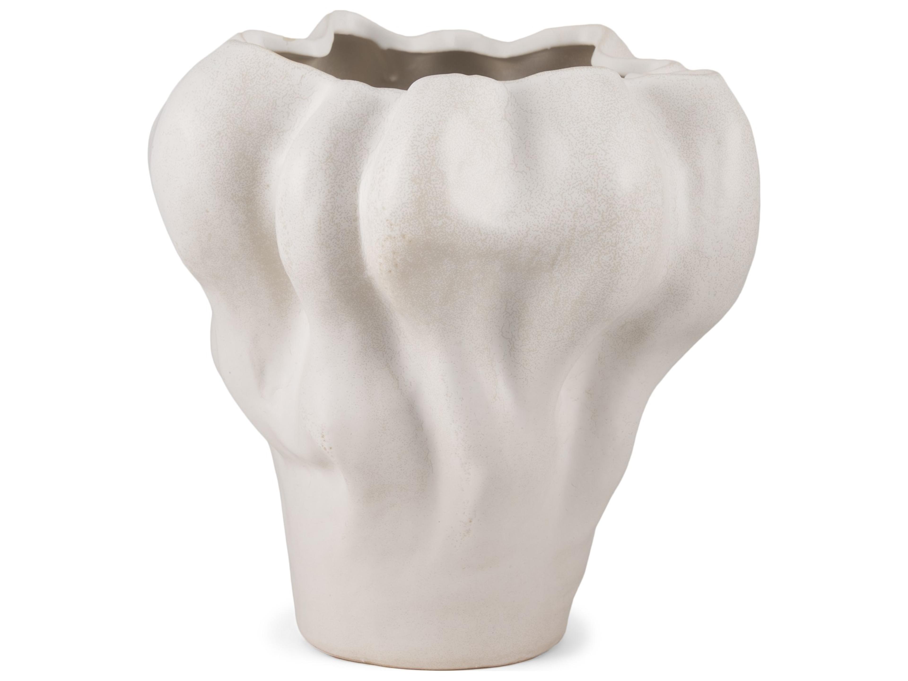 Mercana Vanna Sculptural Cream Glazed Ceramic Vase