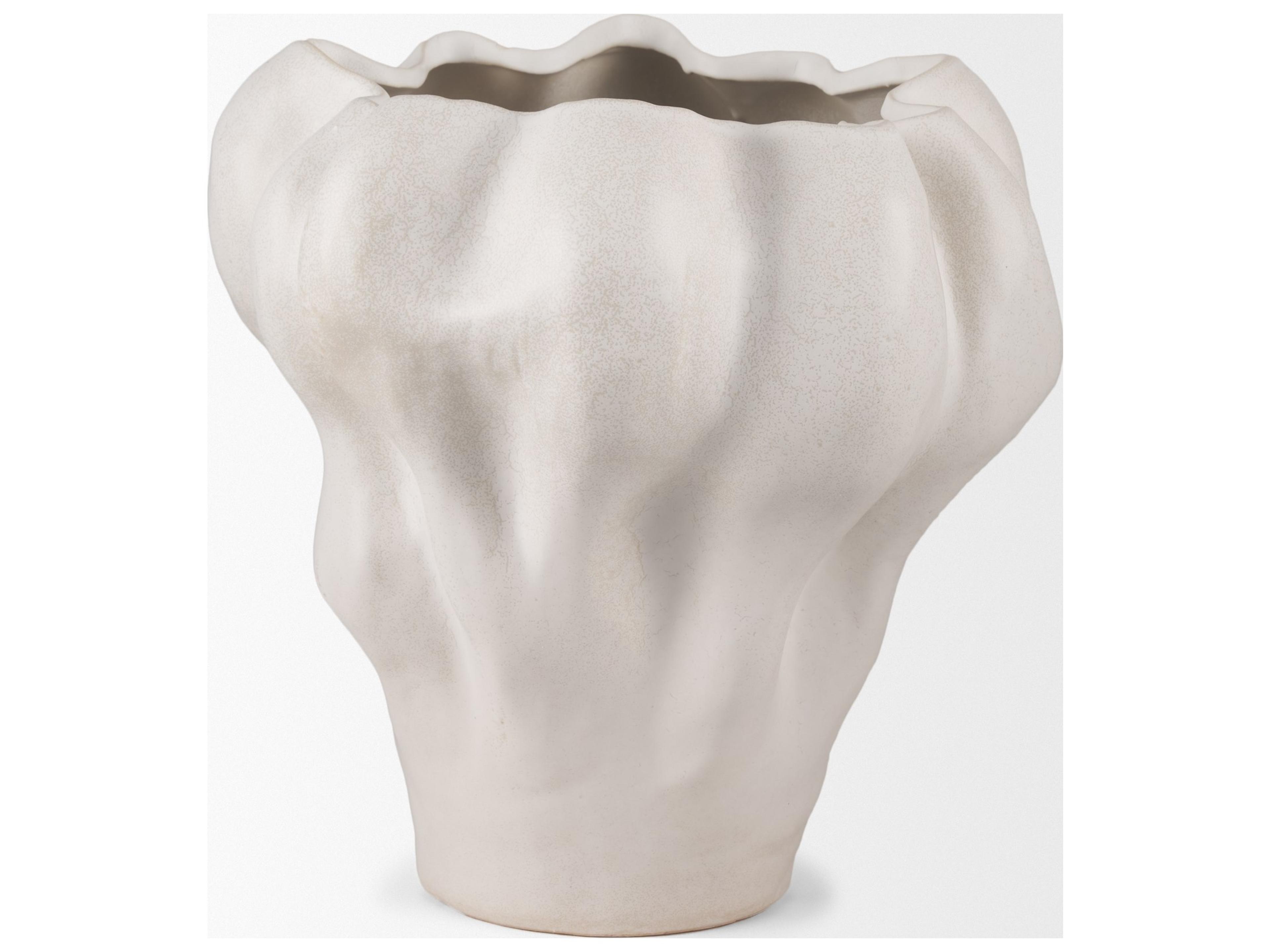 Mercana Vanna Sculptural Cream Glazed Ceramic Vase