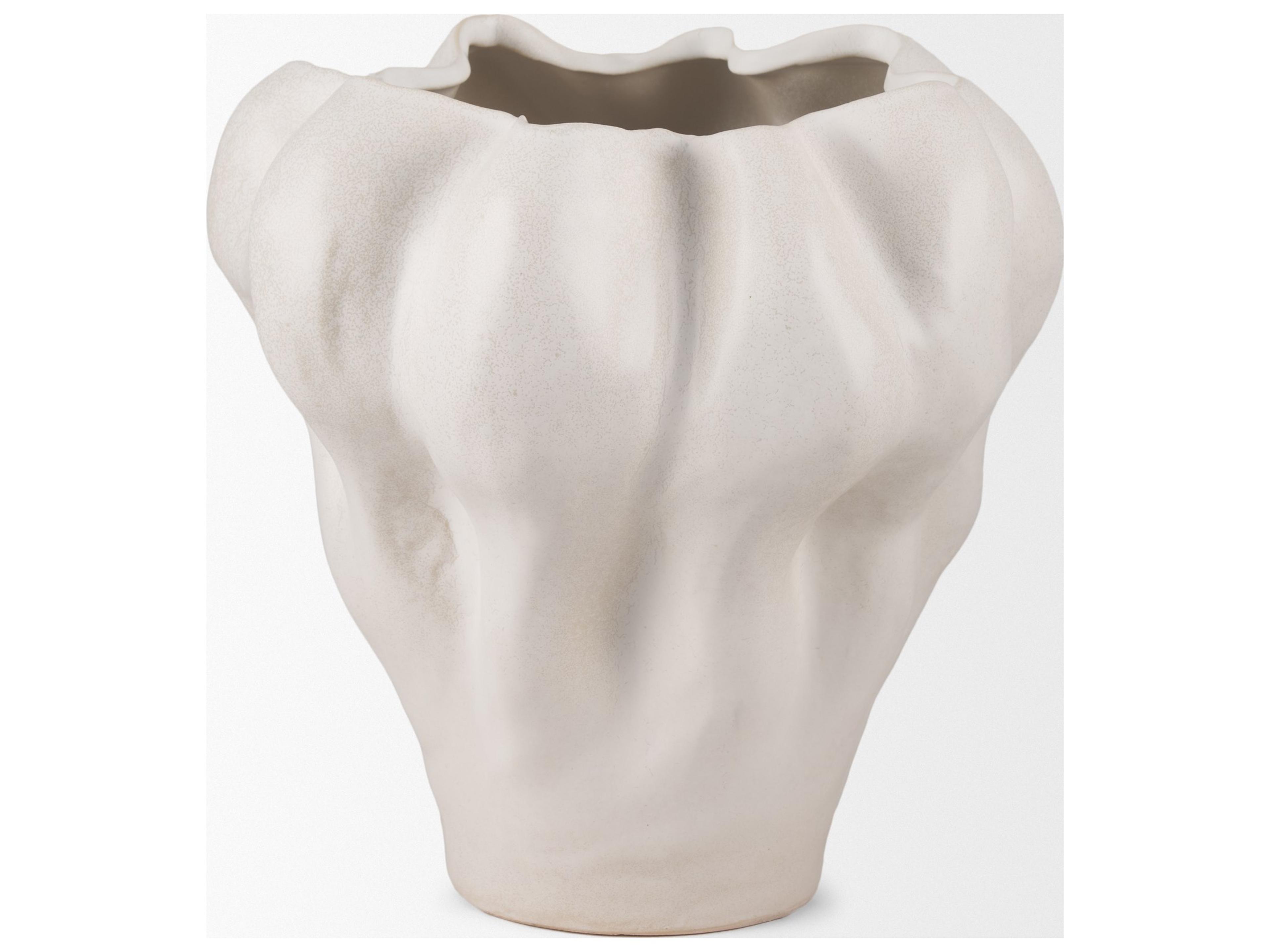 Mercana Vanna Sculptural Cream Glazed Ceramic Vase