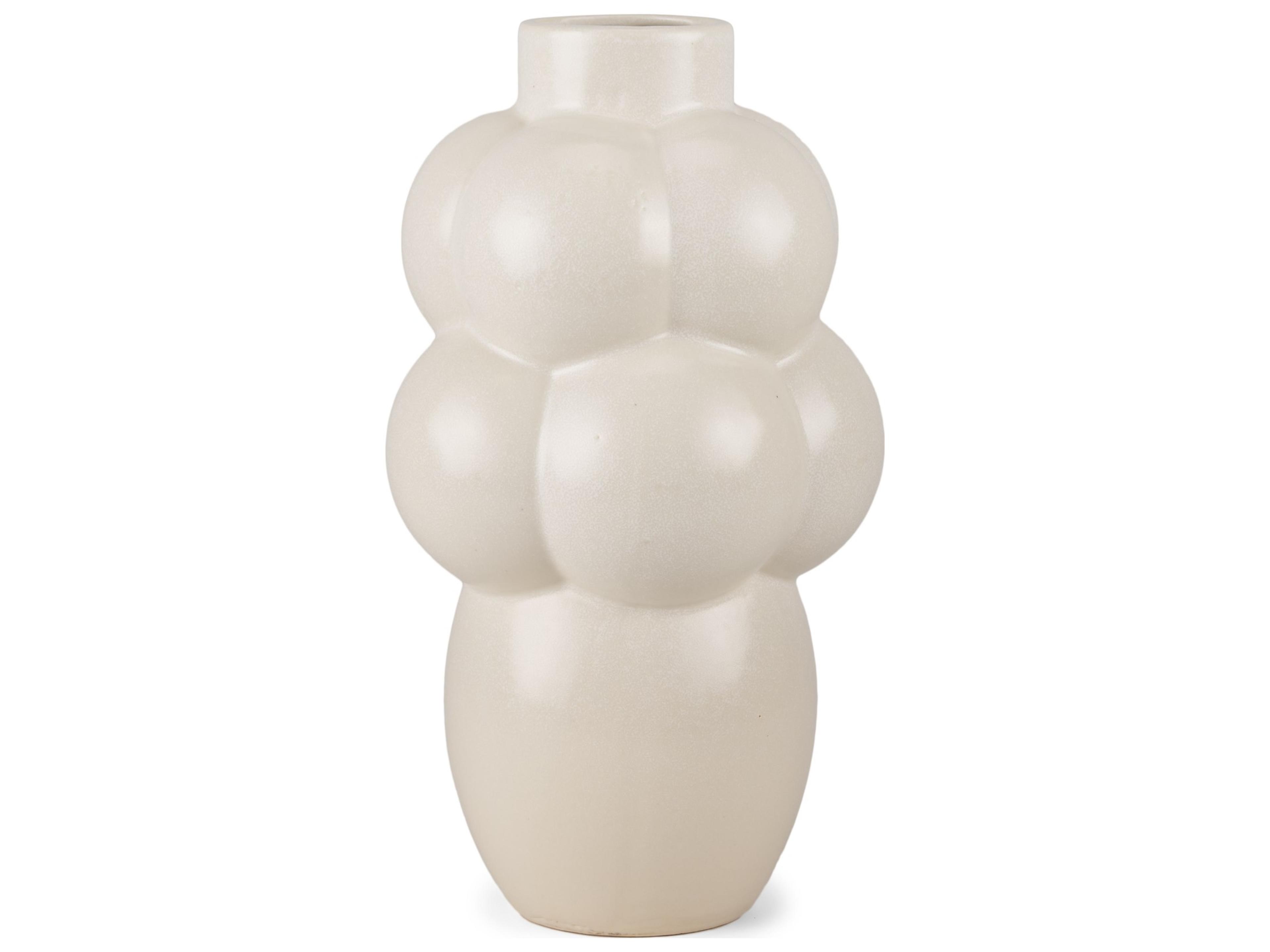 Mercana Ulvi Cream Glazed Bubble Ceramic Vase