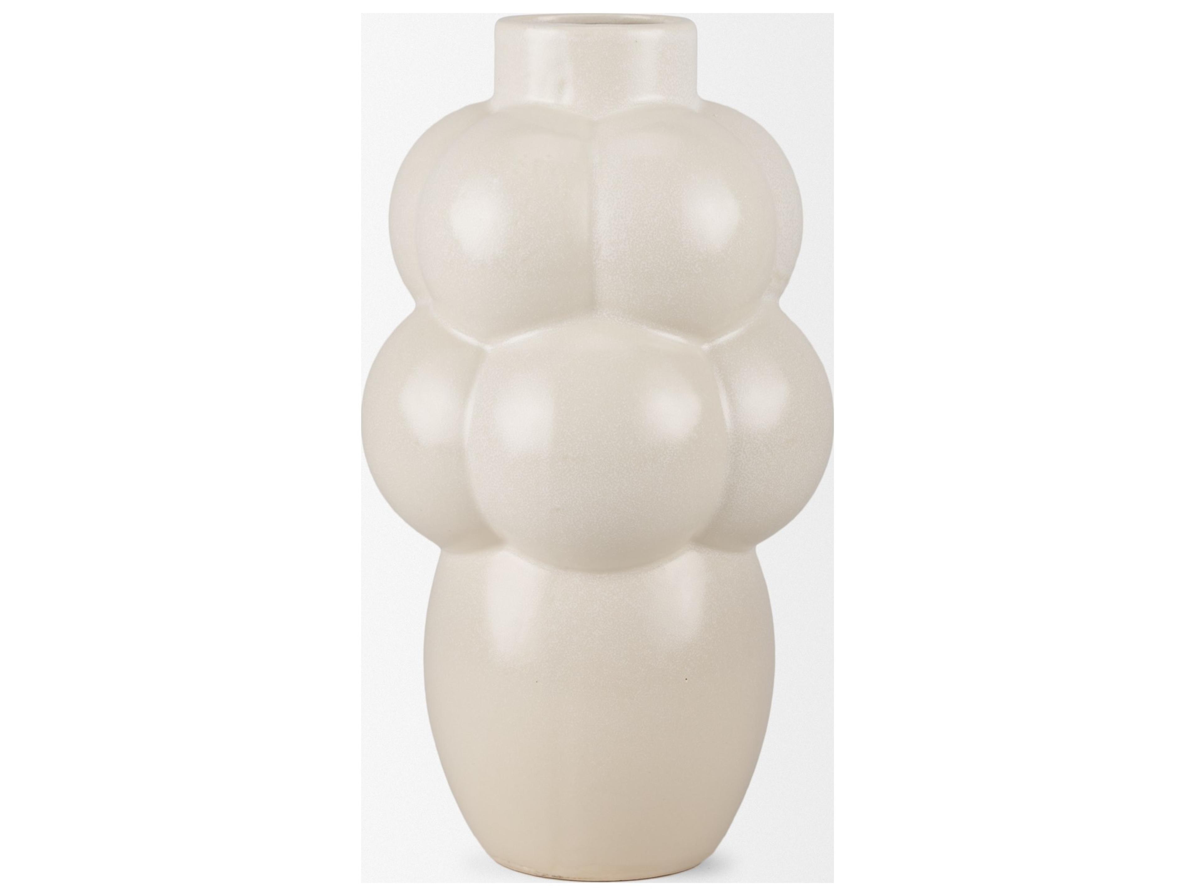 Mercana Ulvi Cream Glazed Bubble Ceramic Vase