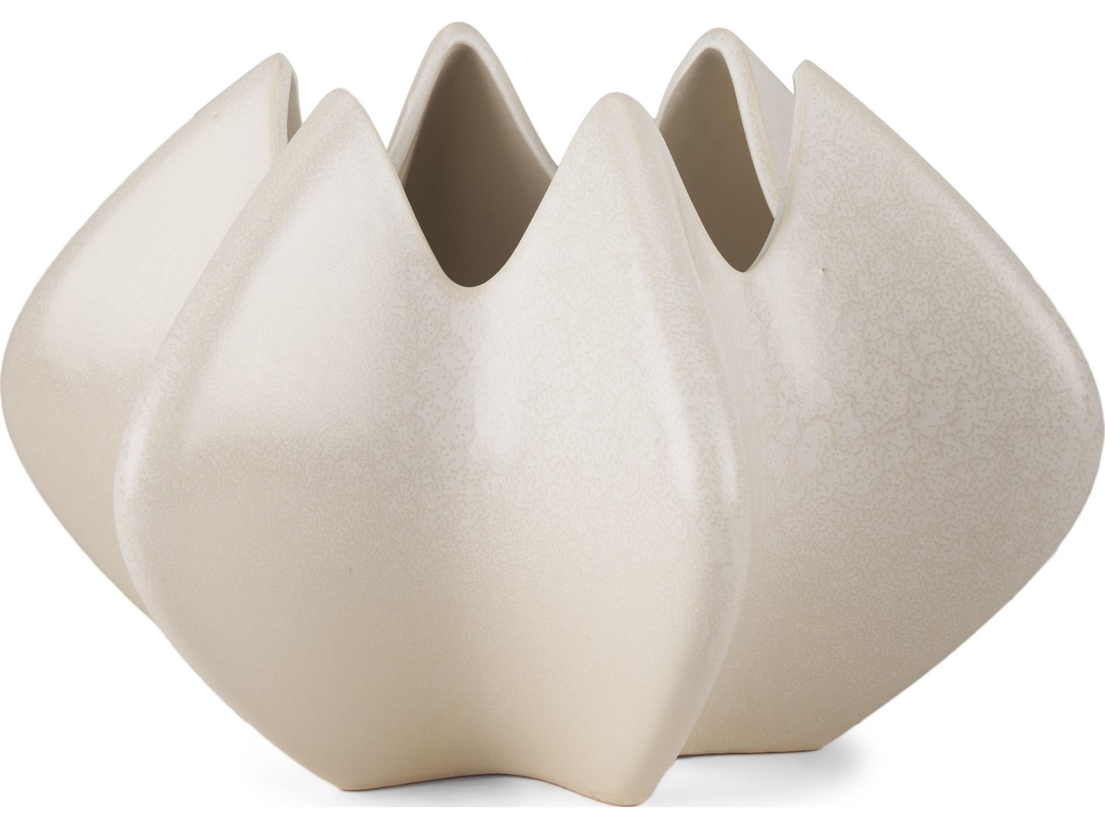 Mercana Ulrich Sculptural Cream Glazed Ceramic Vase