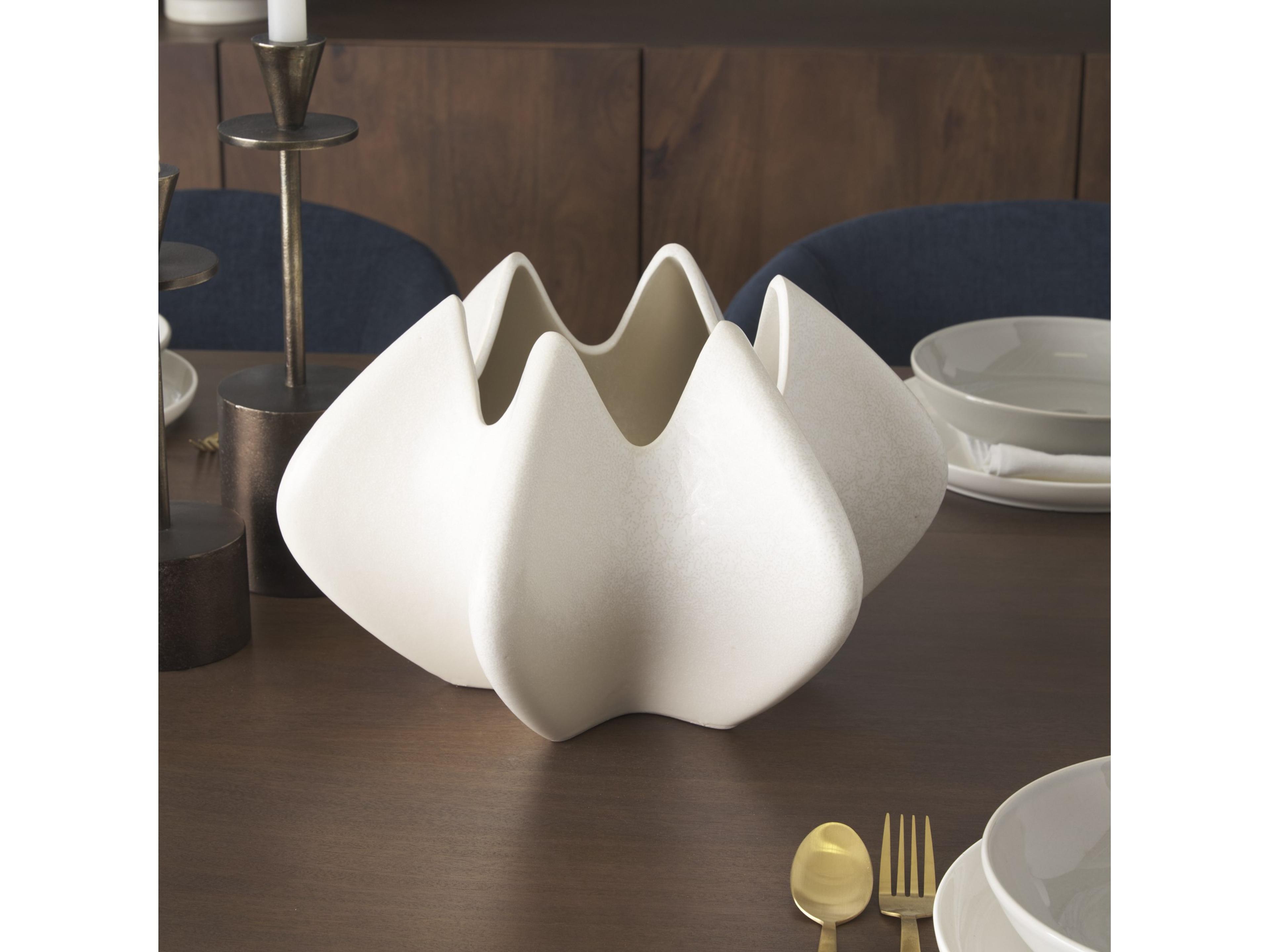 Mercana Ulrich Sculptural Cream Glazed Ceramic Vase