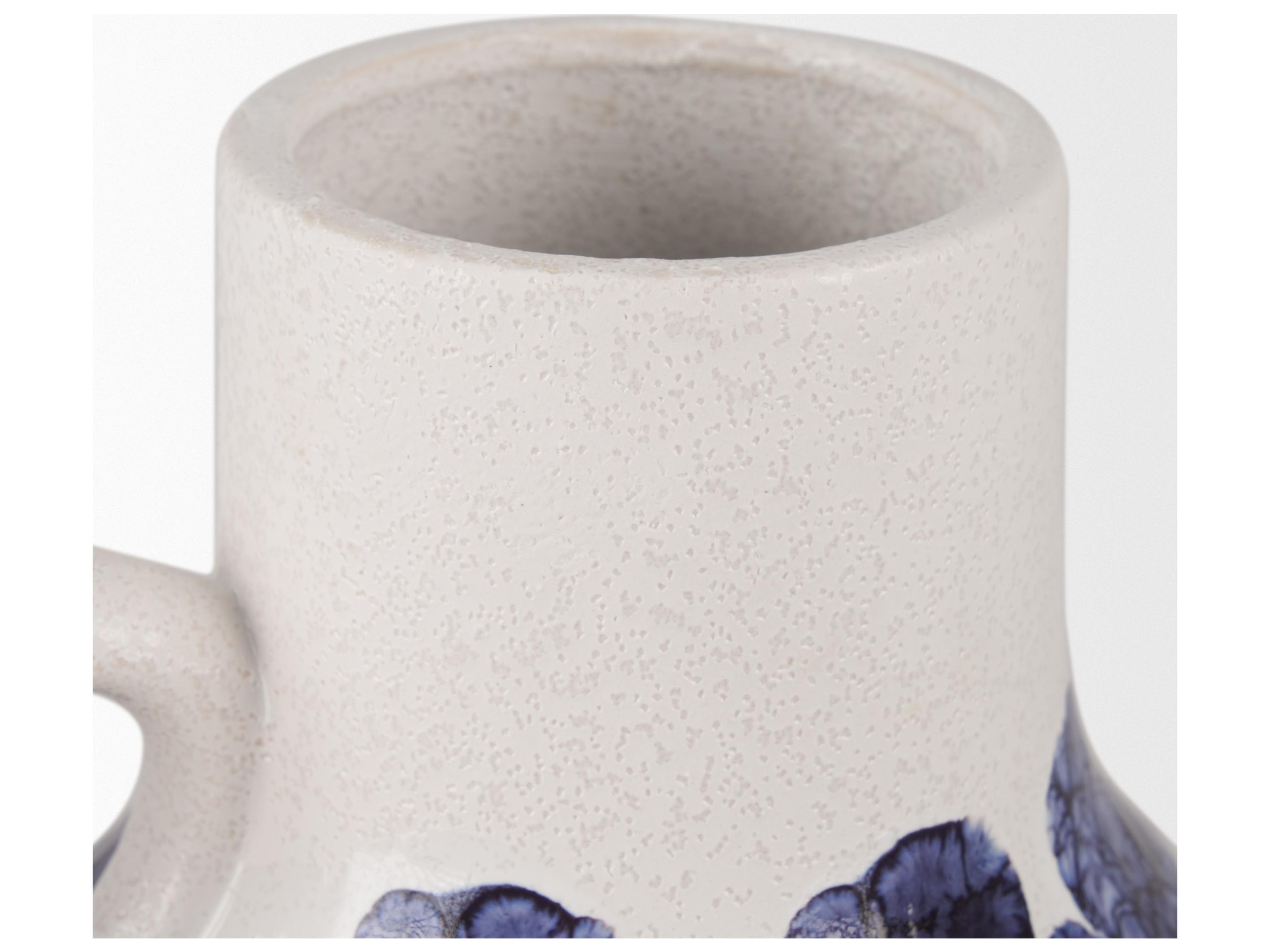 Mercana Truett White w/ Blue Stripes Ceramic Jug Vase