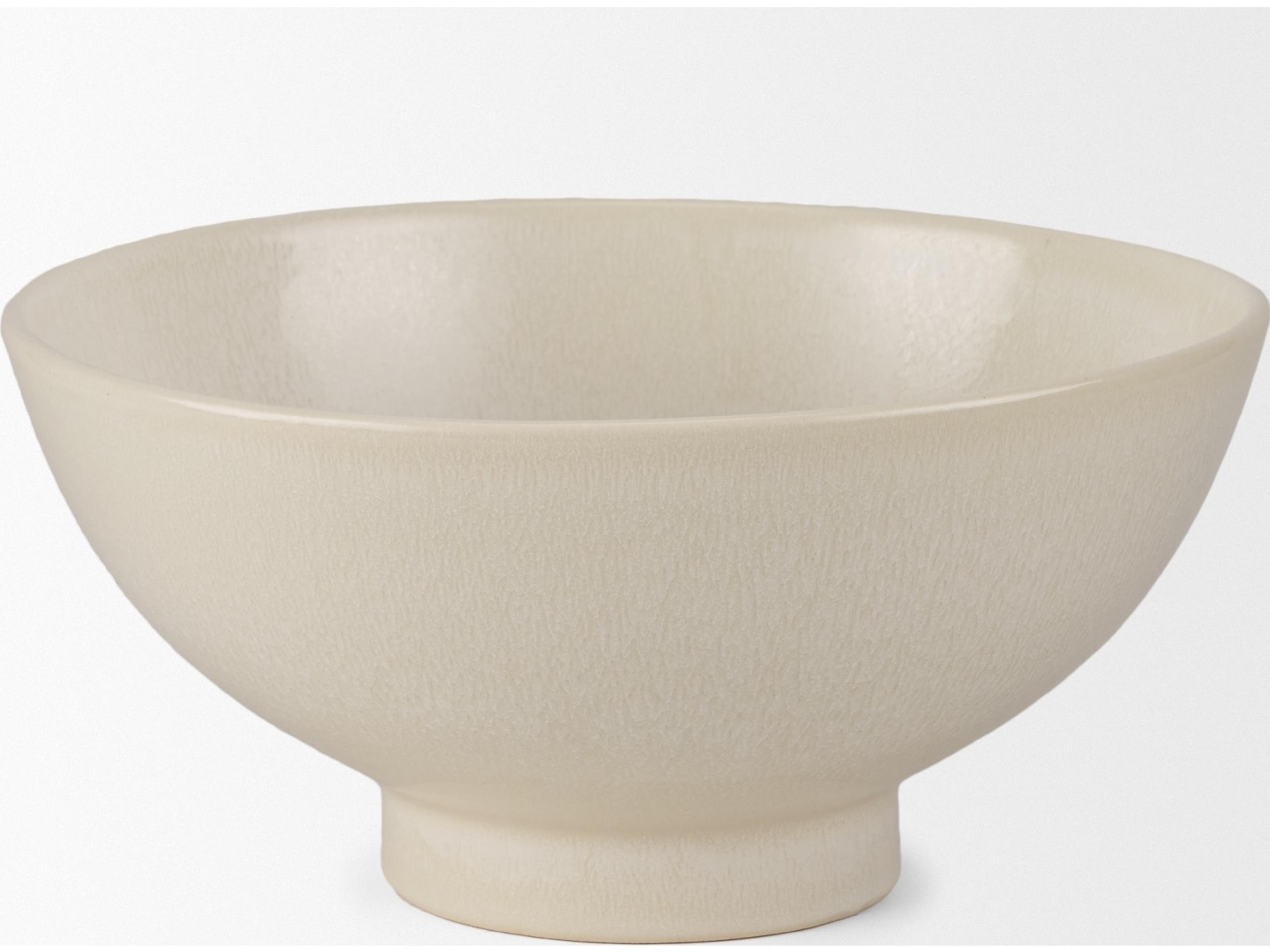Mercana Tyren Cream Glazed Decorative Round Ceramic Bowl