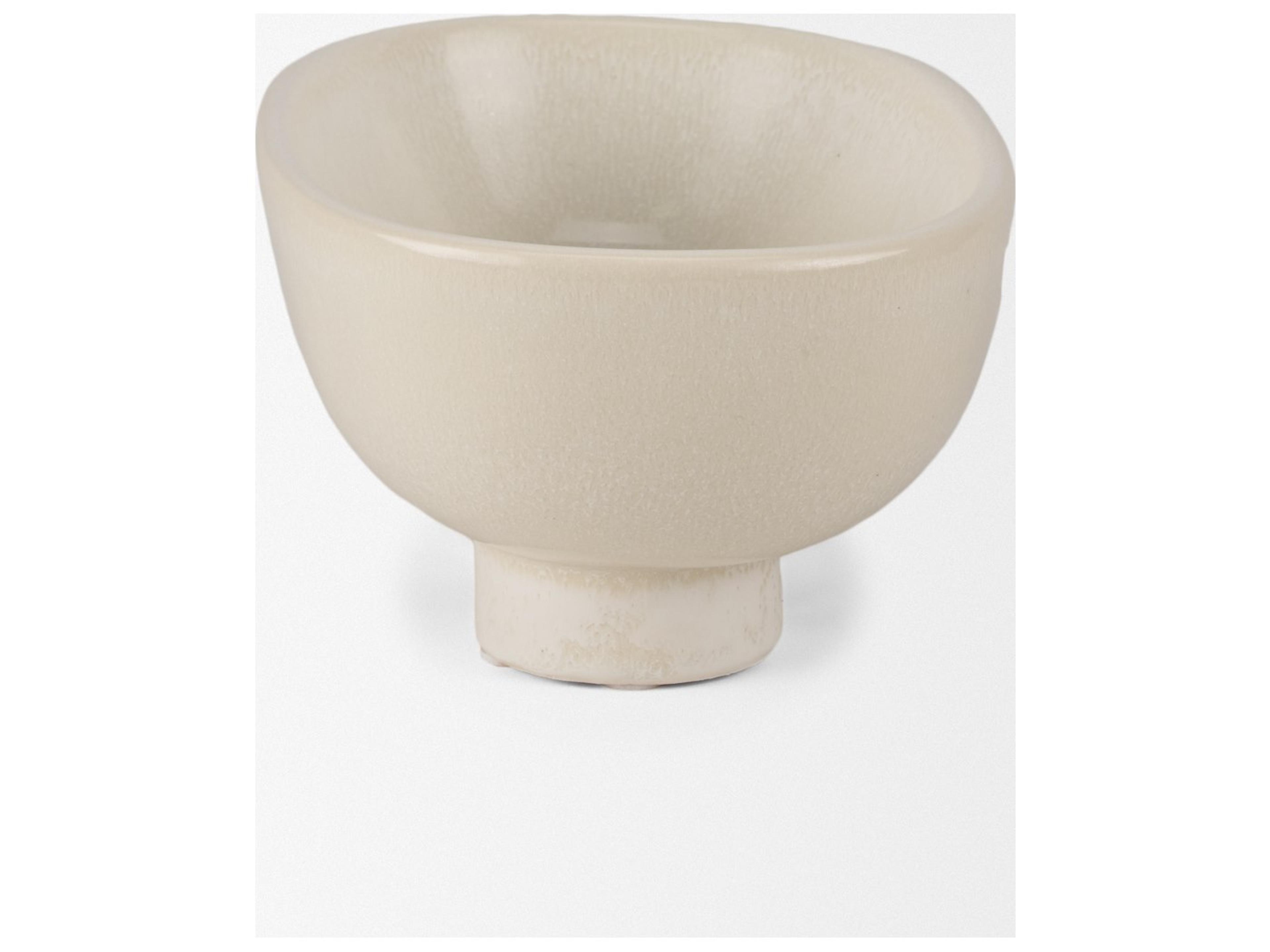 Mercana Tyren Cream Glazed Decorative Oblong Ceramic Bowl