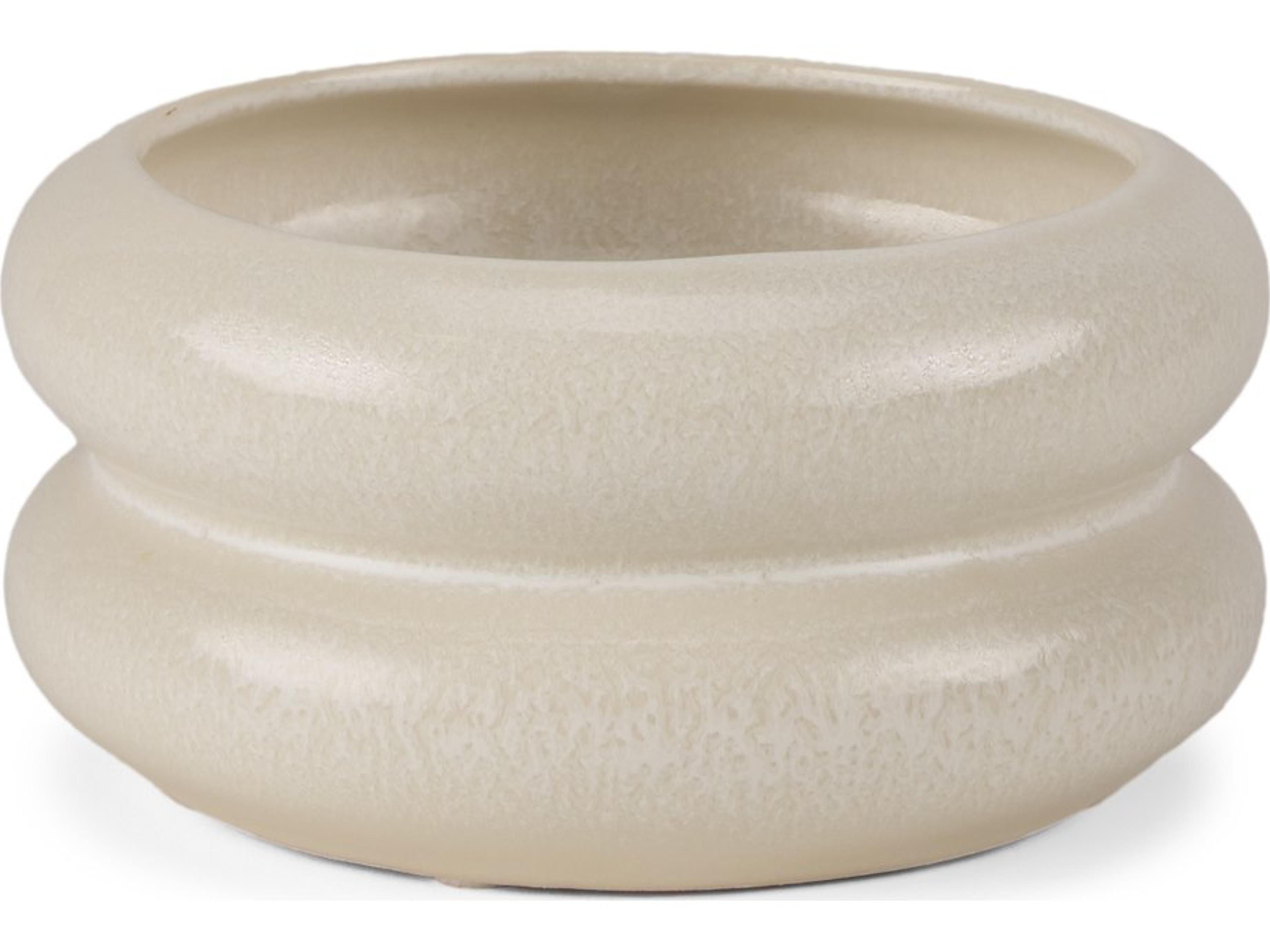 Twyla Short Cream Glazed Ring Pot