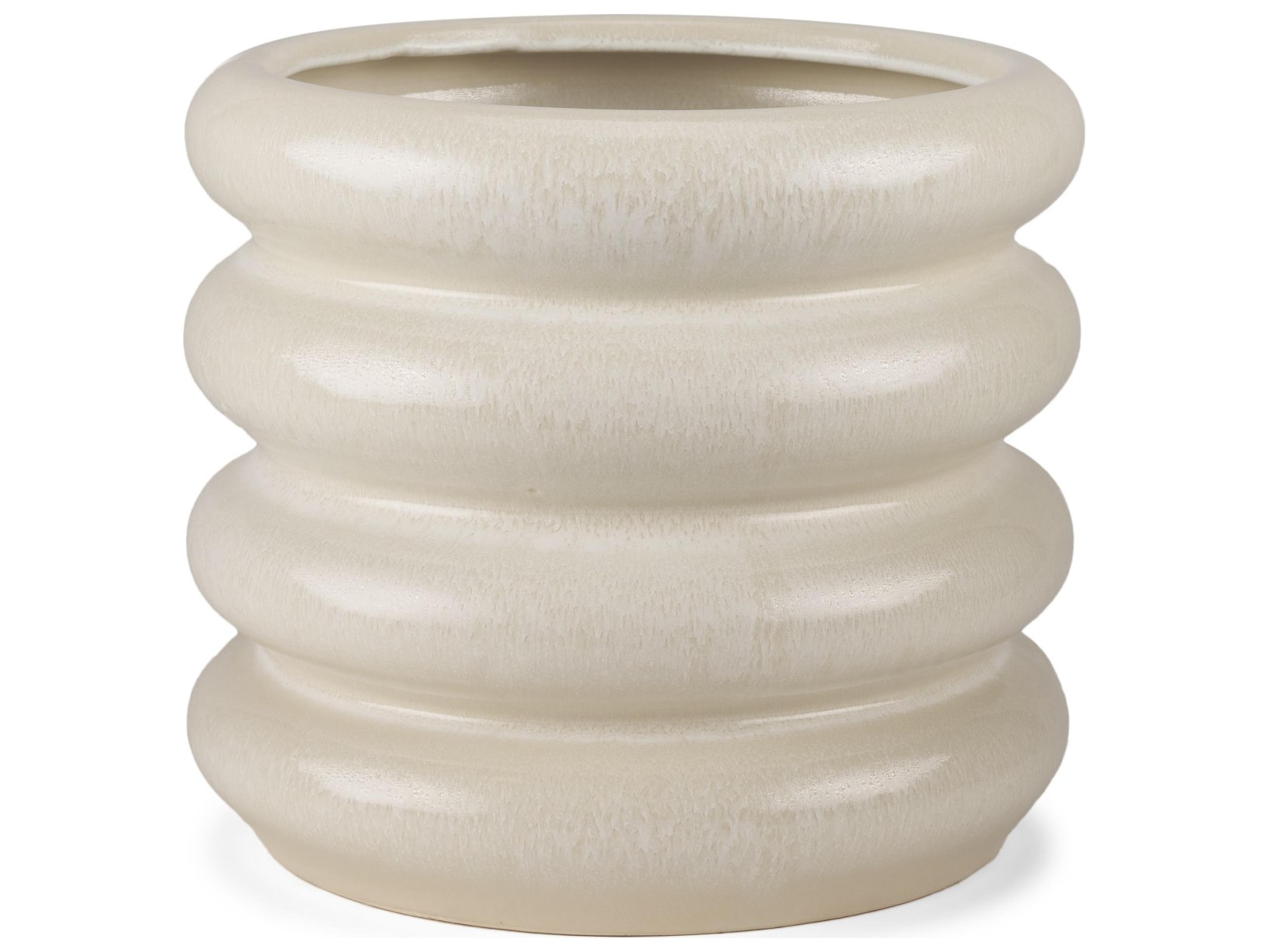 Twyla Short Cream Glazed Floor Vase