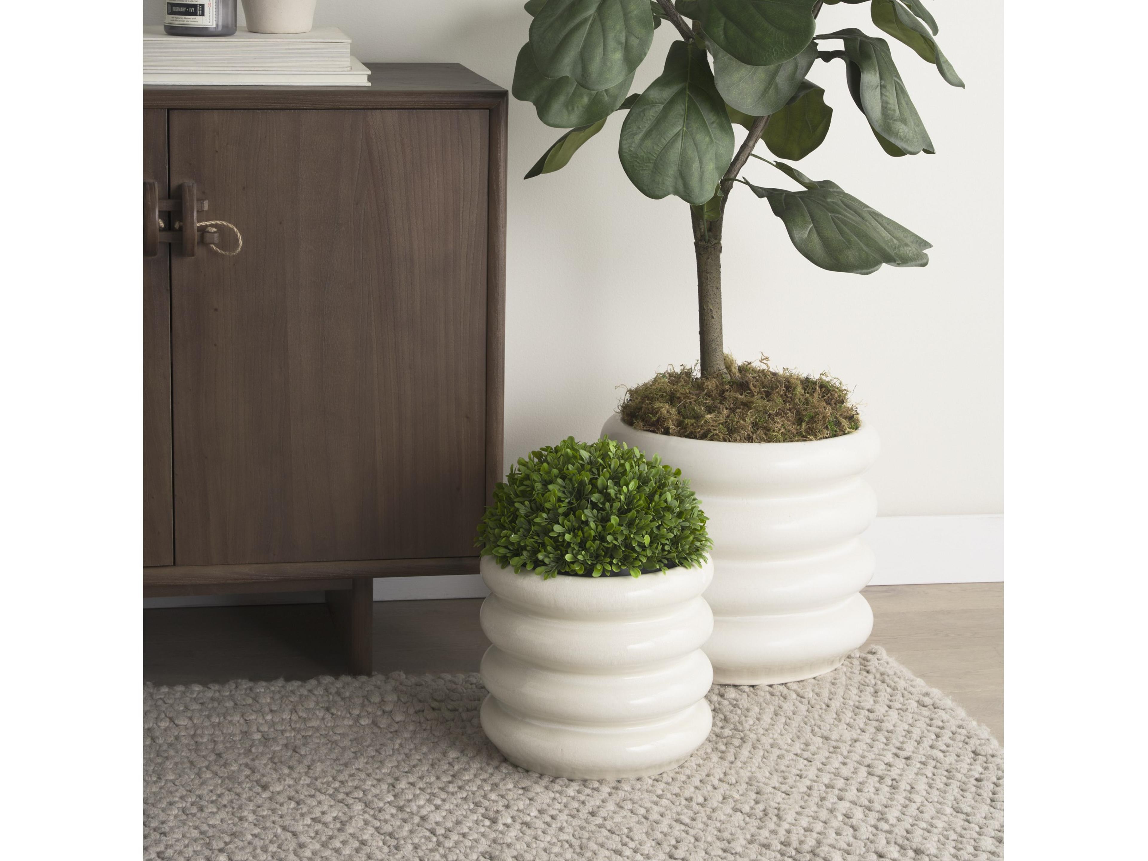 Mercana Twyla Short Cream Glazed Floor Vase