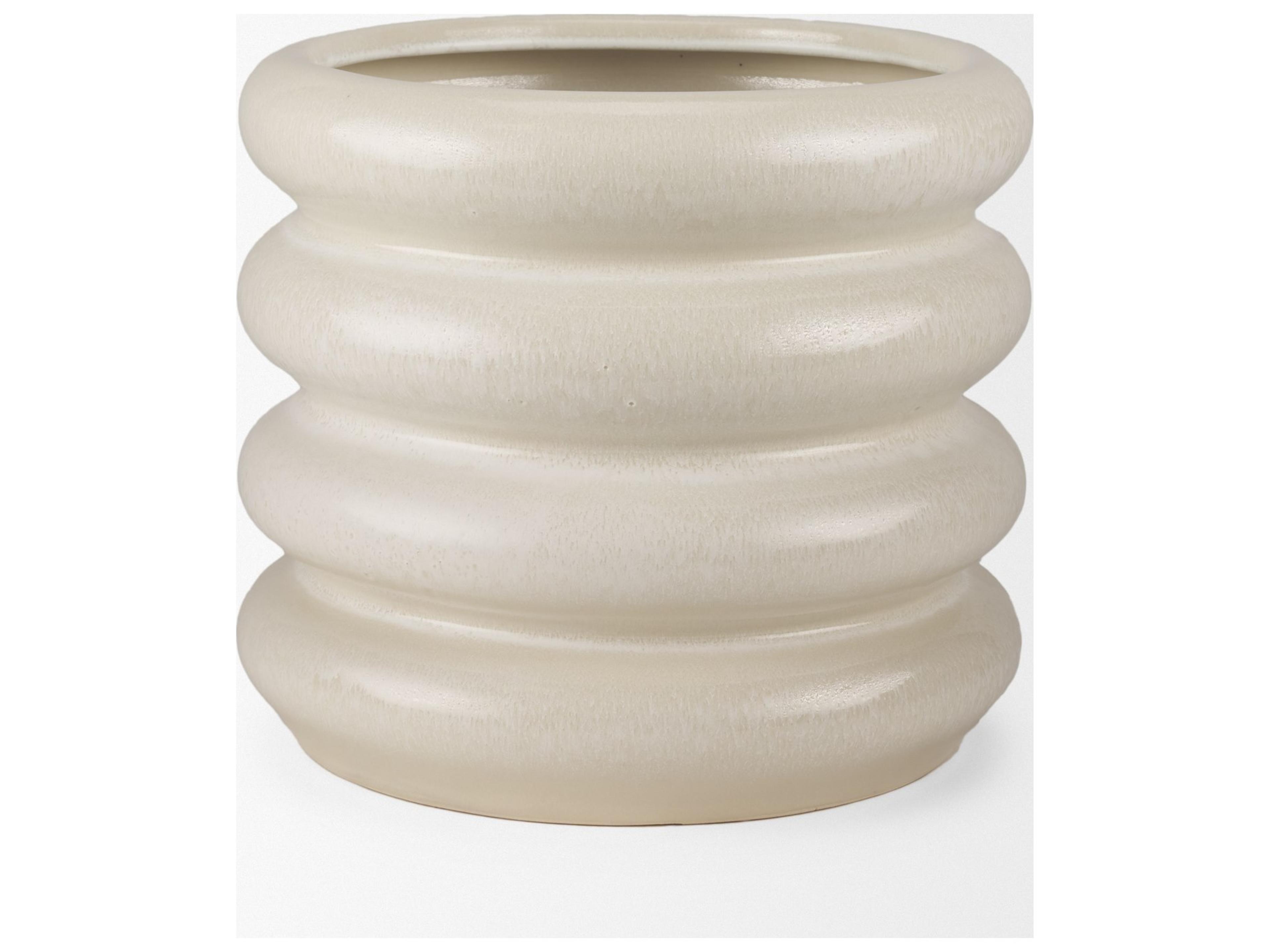 Mercana Twyla Short Cream Glazed Floor Vase