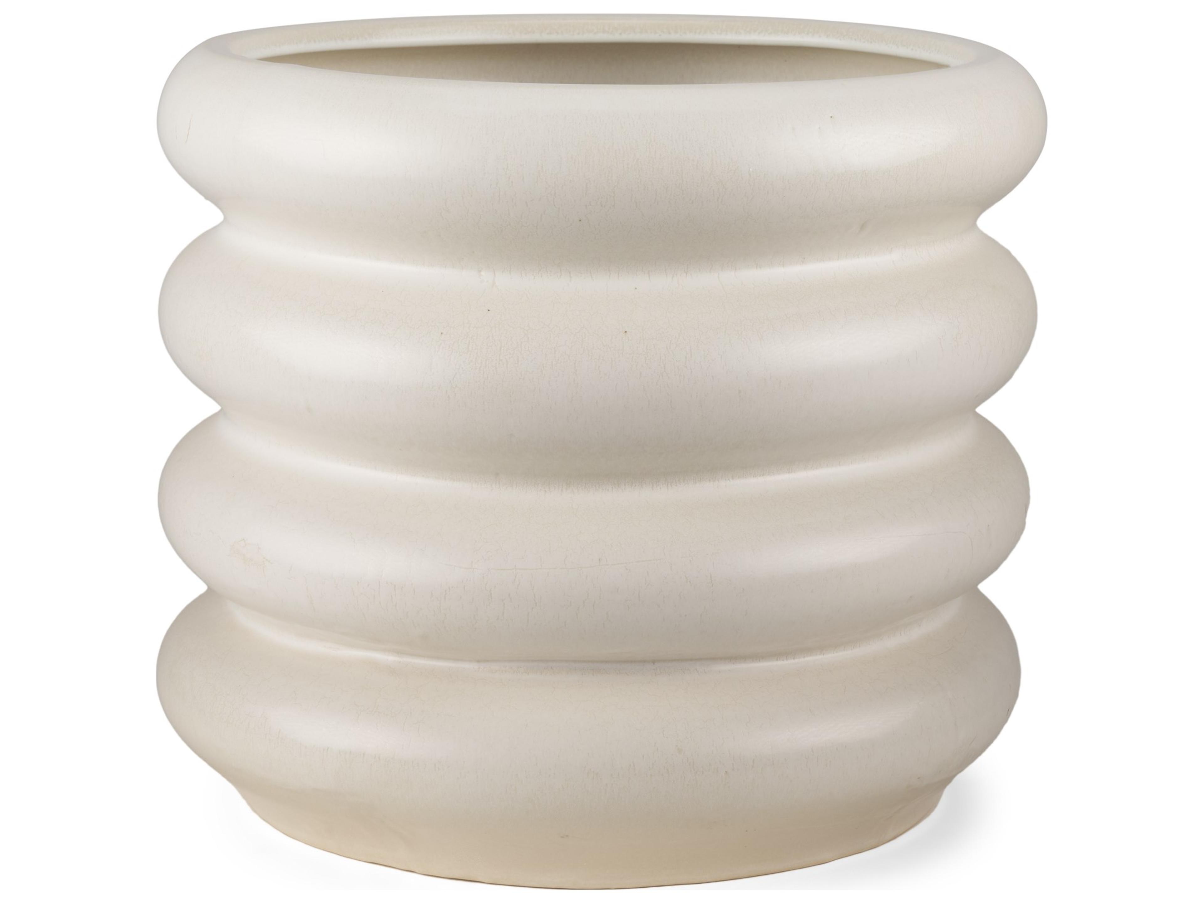 Twyla Tall Cream Glazed Floor Ceramic Vase