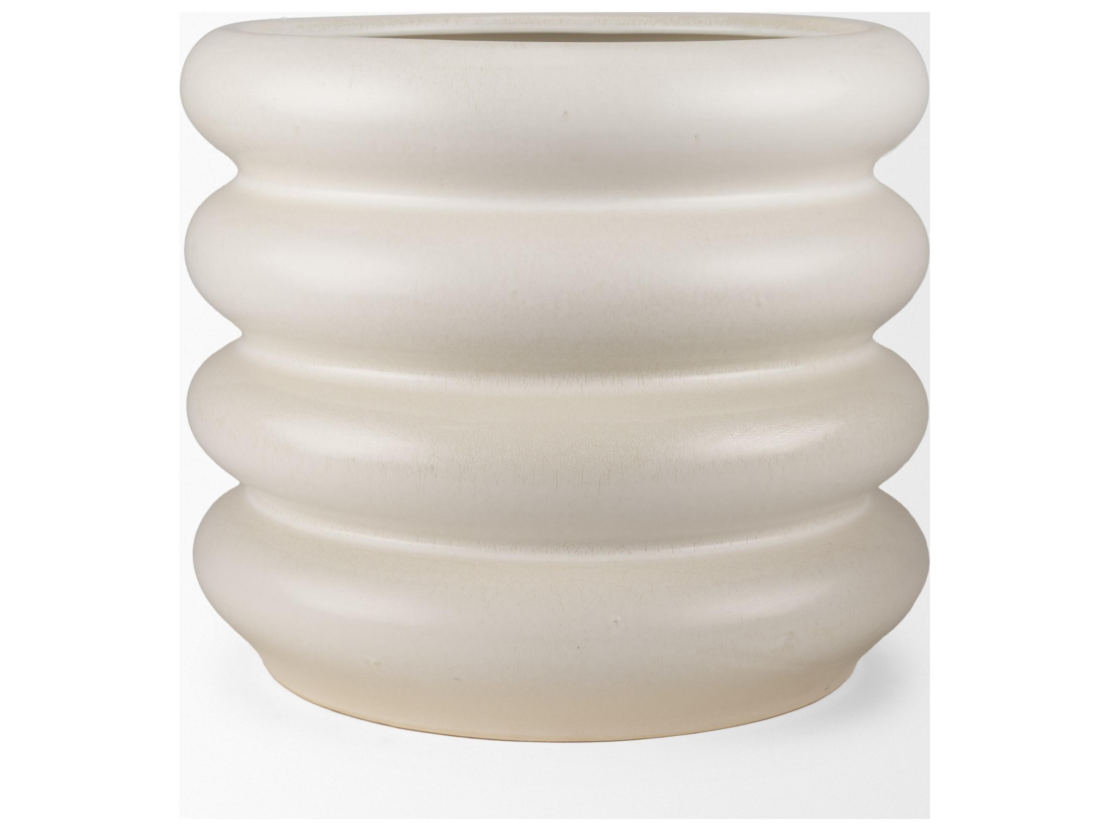 Mercana Twyla Tall Cream Glazed Floor Ceramic Vase