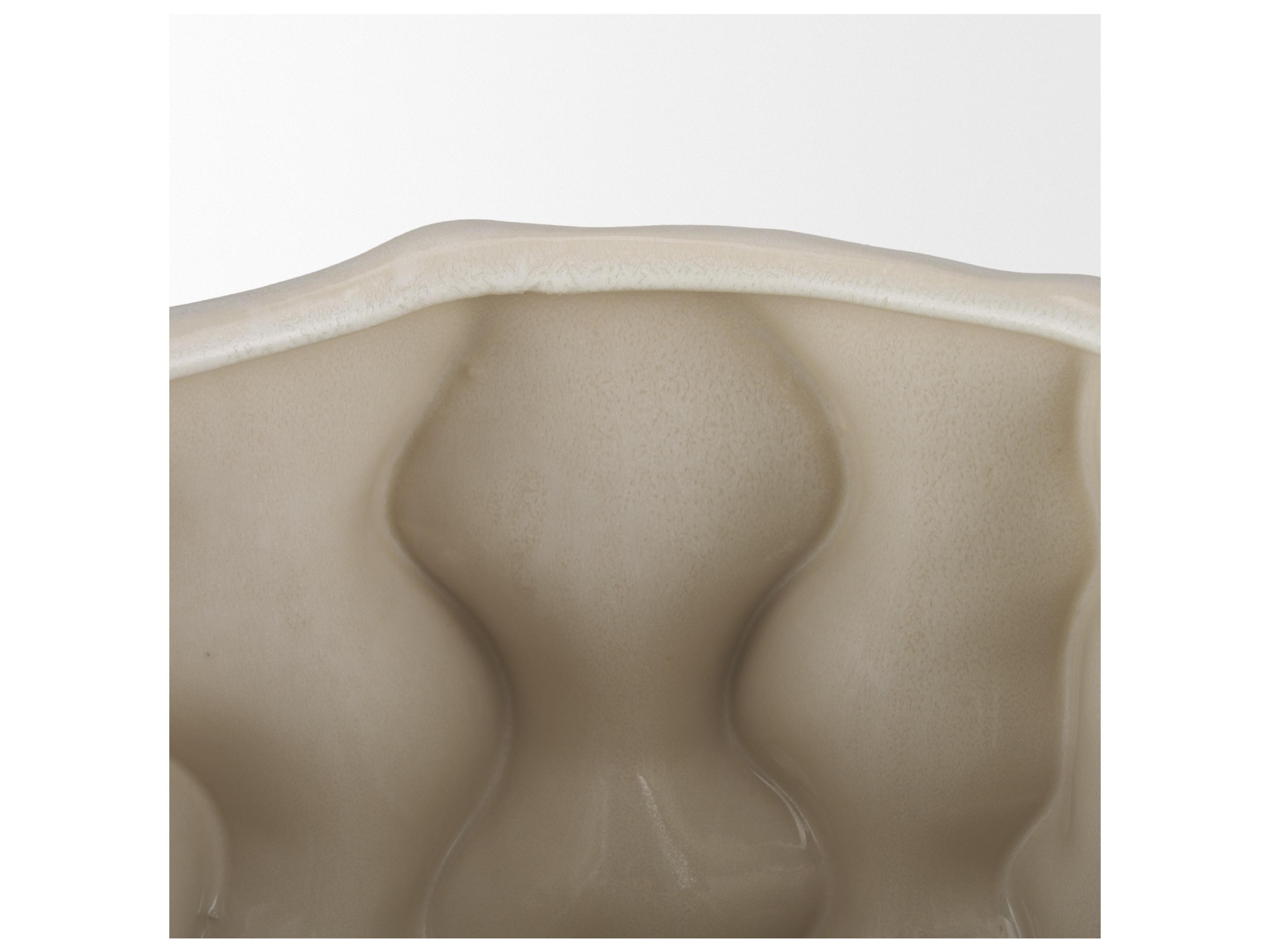 Mercana Vahn Sculptural Cream Glazed Decorative Ceramic Bowl