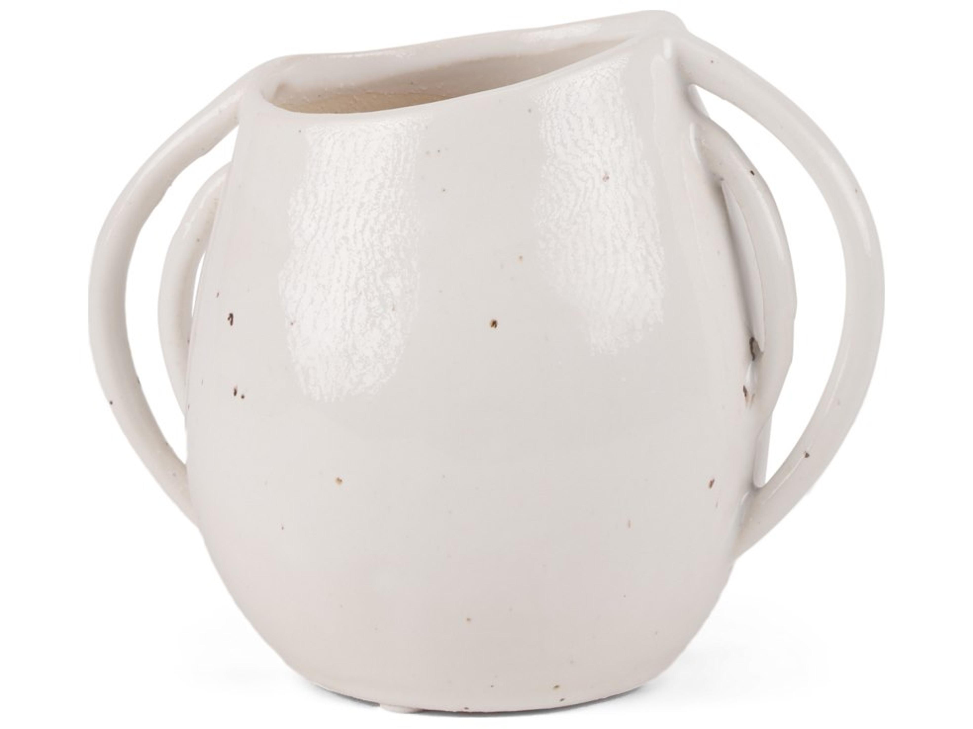 Urvi Short Off White Speckled Asymmetrical Ceramic Vase