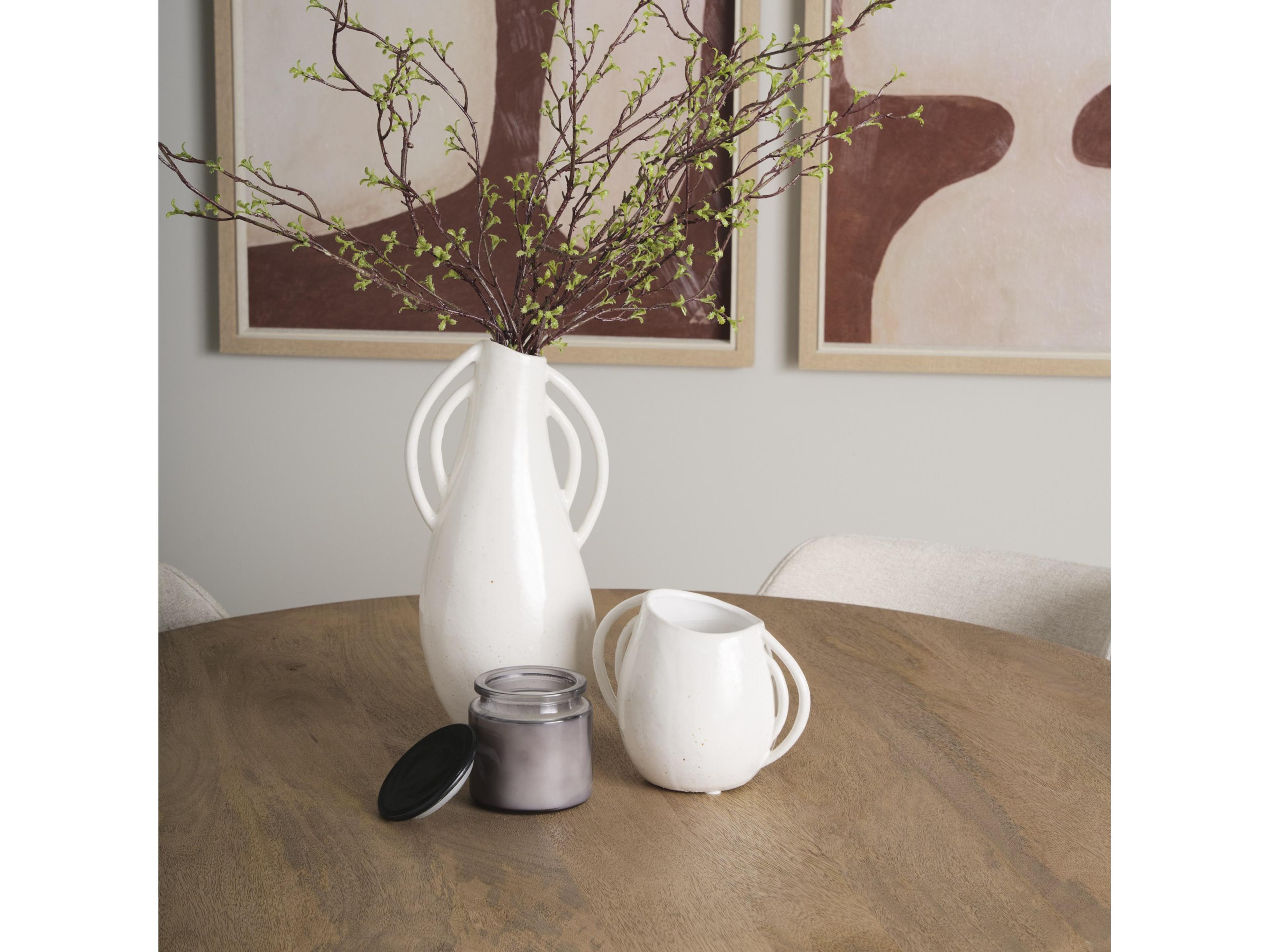 Mercana Urvi Short Off White Speckled Asymmetrical Ceramic Vase