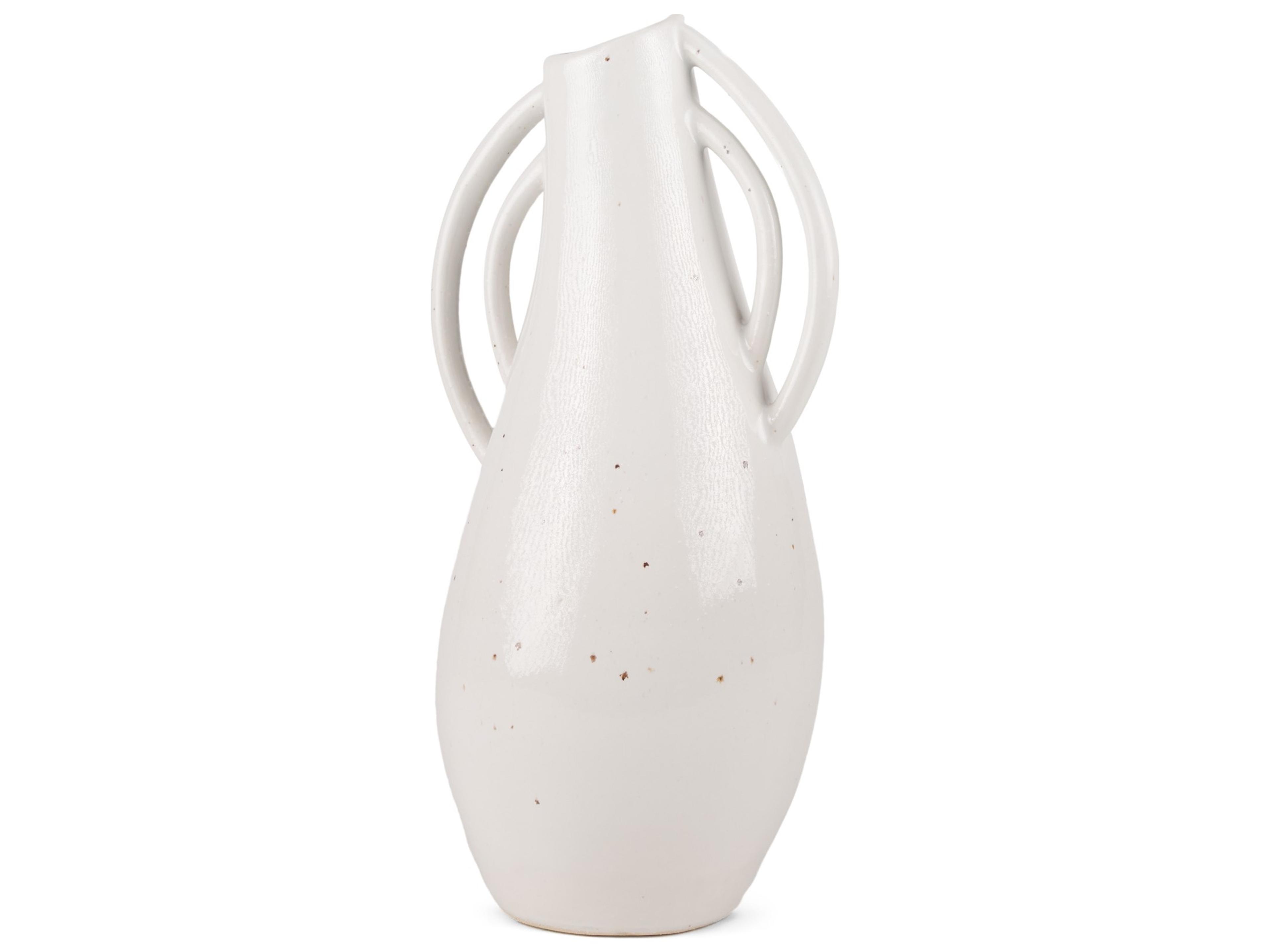 Urvi Tall Off White Speckled Asymmetrical Ceramic Vase