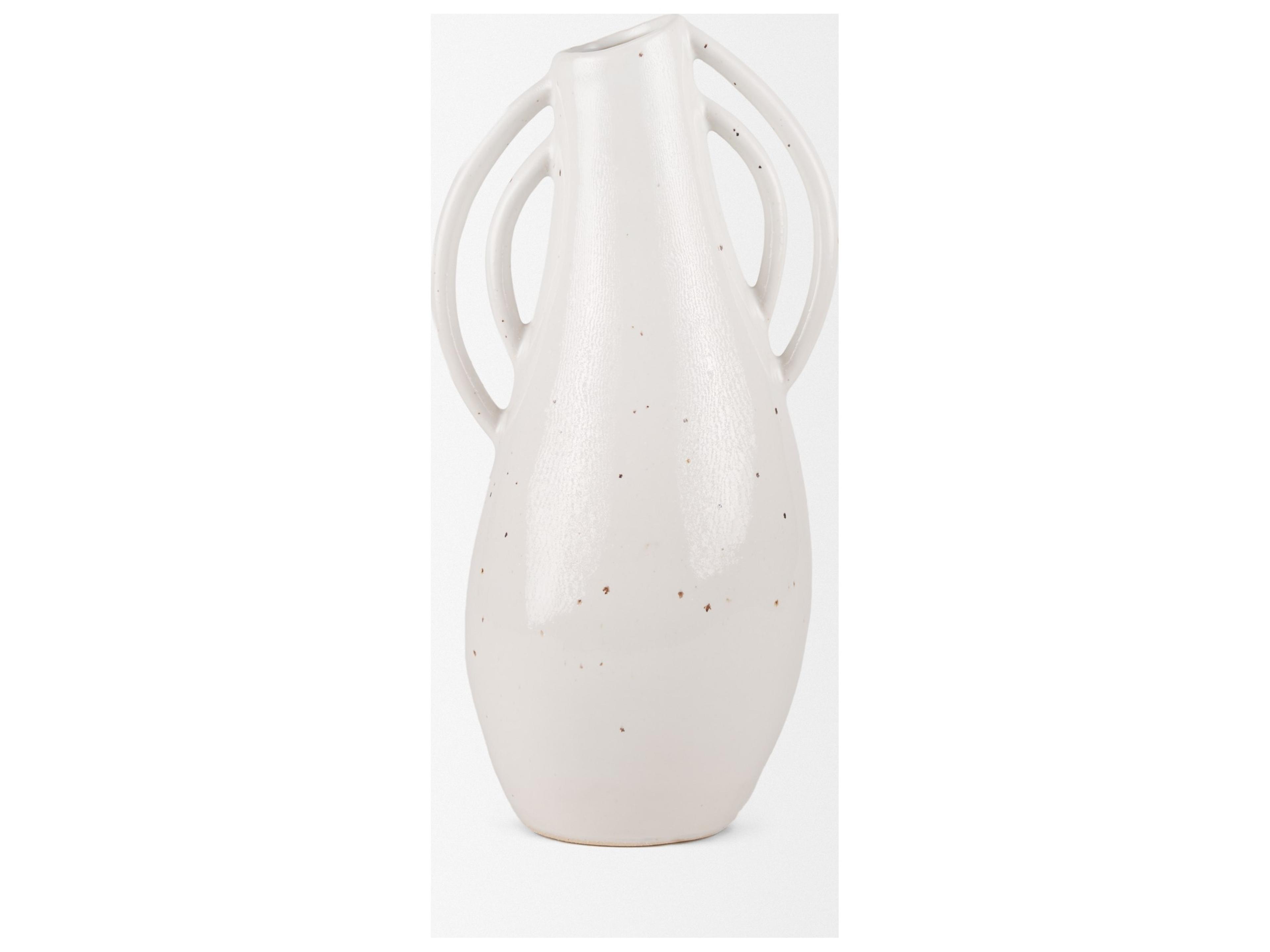 Mercana Urvi Tall Off White Speckled Asymmetrical Ceramic Vase